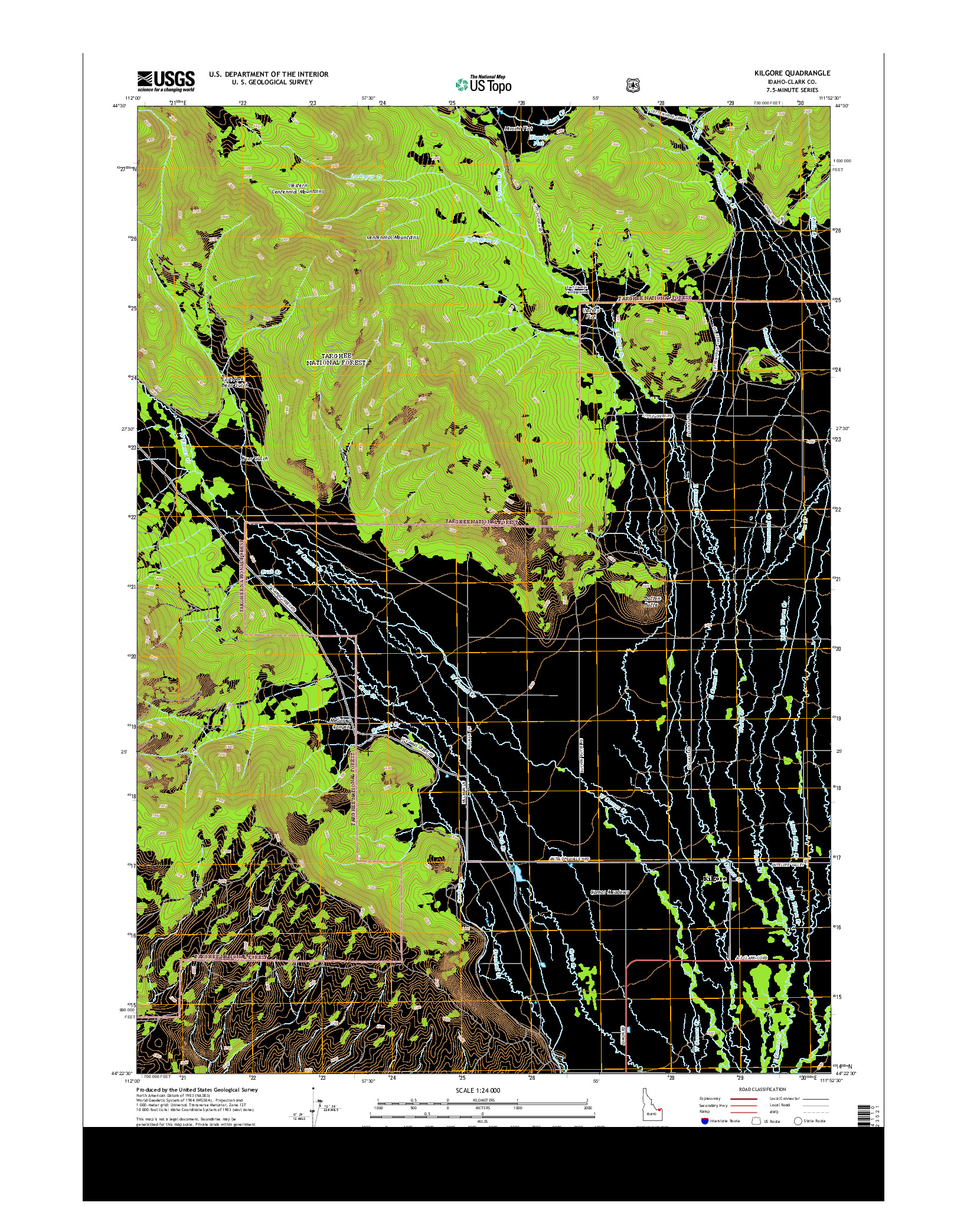 USGS US TOPO 7.5-MINUTE MAP FOR KILGORE, ID 2013