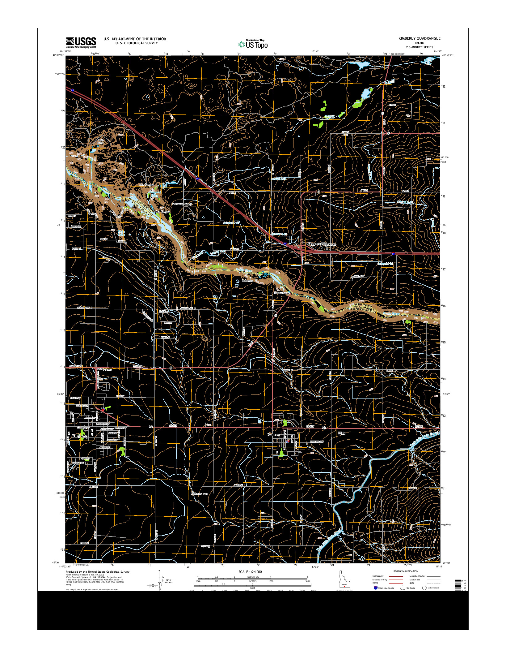 USGS US TOPO 7.5-MINUTE MAP FOR KIMBERLY, ID 2013