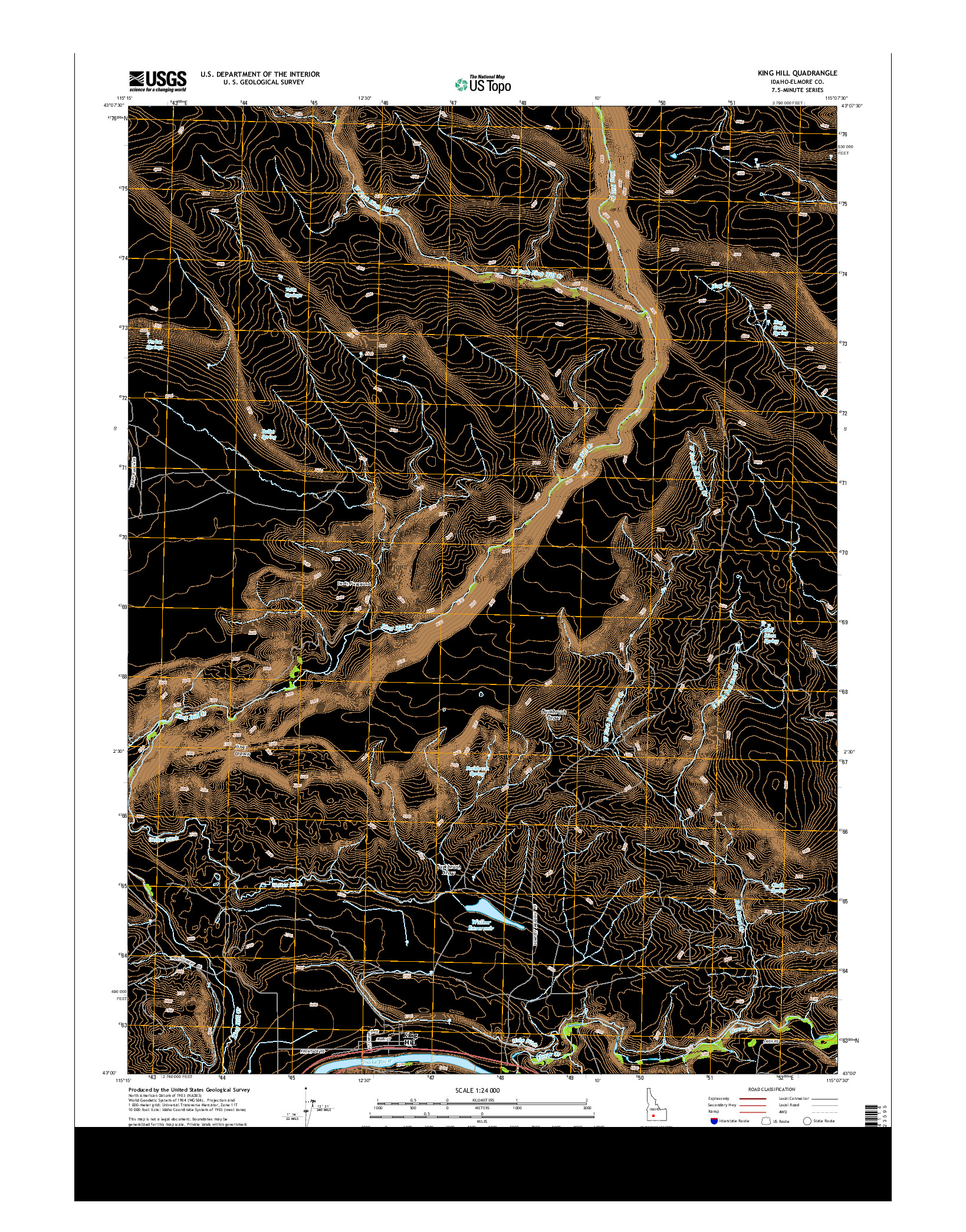 USGS US TOPO 7.5-MINUTE MAP FOR KING HILL, ID 2013