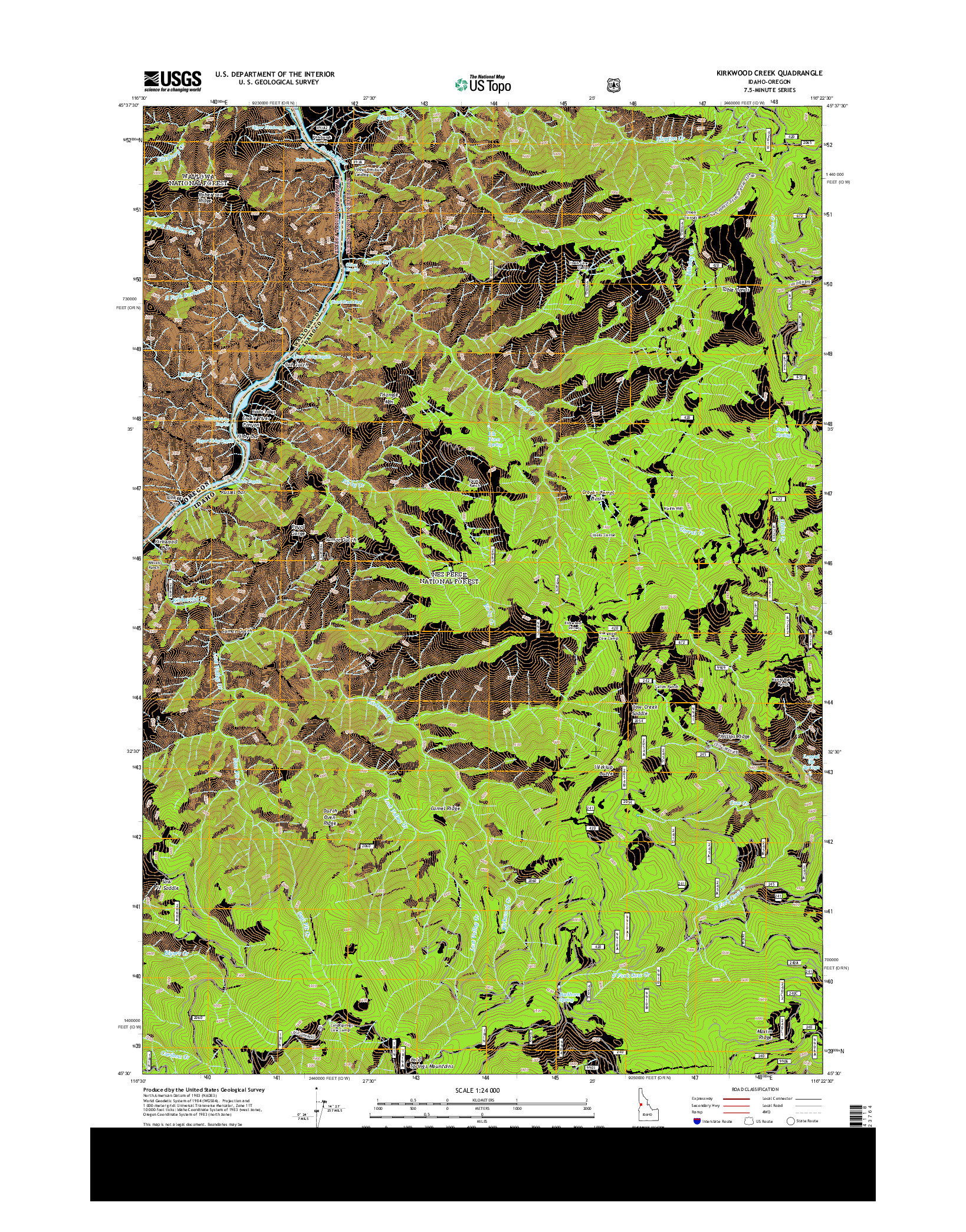 USGS US TOPO 7.5-MINUTE MAP FOR KIRKWOOD CREEK, ID-OR 2013