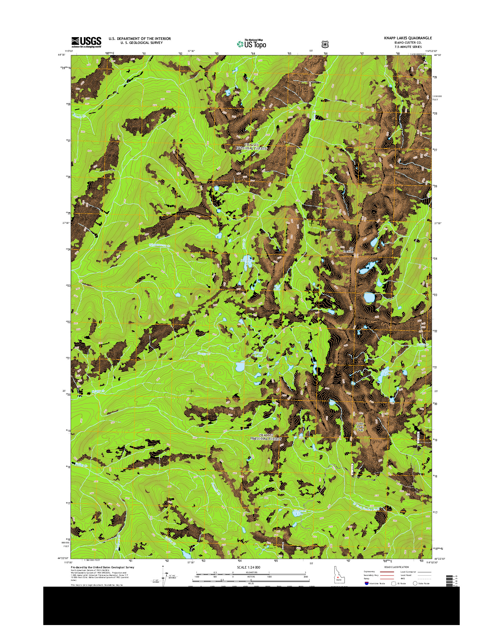 USGS US TOPO 7.5-MINUTE MAP FOR KNAPP LAKES, ID 2013