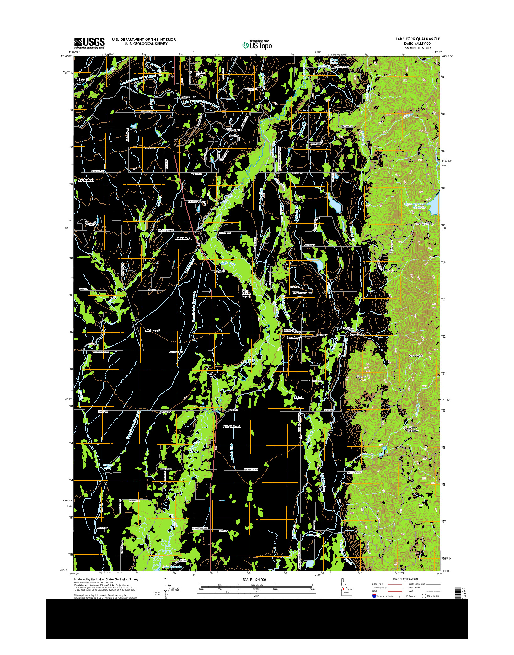 USGS US TOPO 7.5-MINUTE MAP FOR LAKE FORK, ID 2013