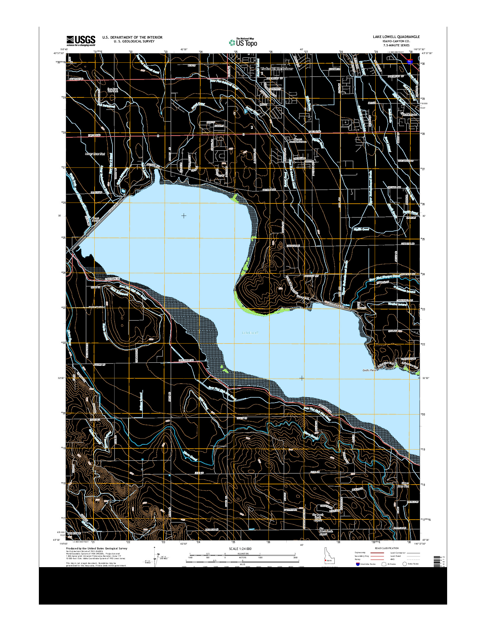 USGS US TOPO 7.5-MINUTE MAP FOR LAKE LOWELL, ID 2013