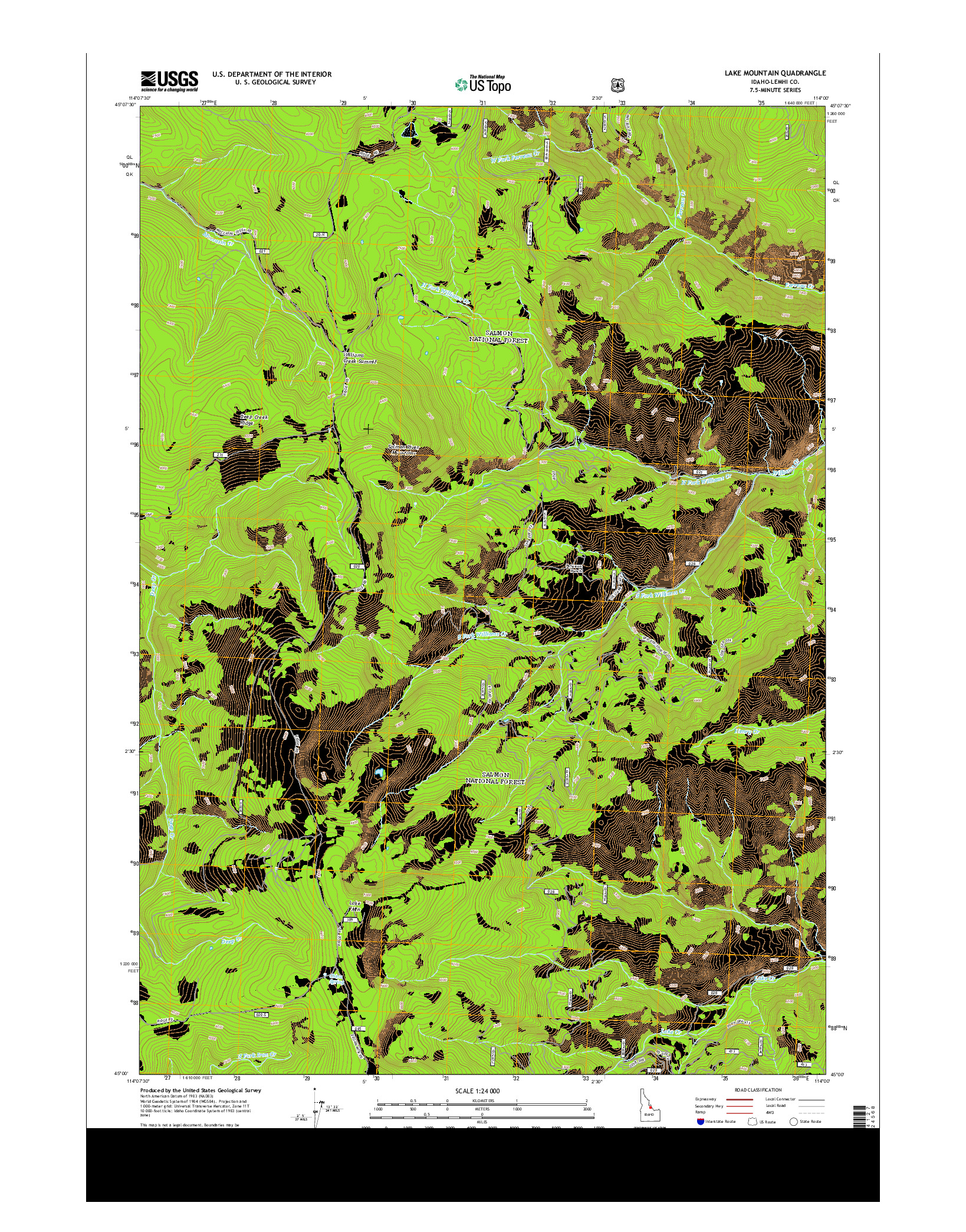 USGS US TOPO 7.5-MINUTE MAP FOR LAKE MOUNTAIN, ID 2013