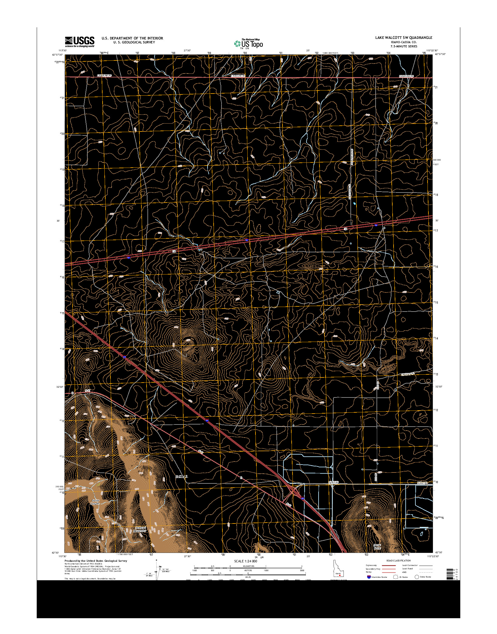 USGS US TOPO 7.5-MINUTE MAP FOR LAKE WALCOTT SW, ID 2013
