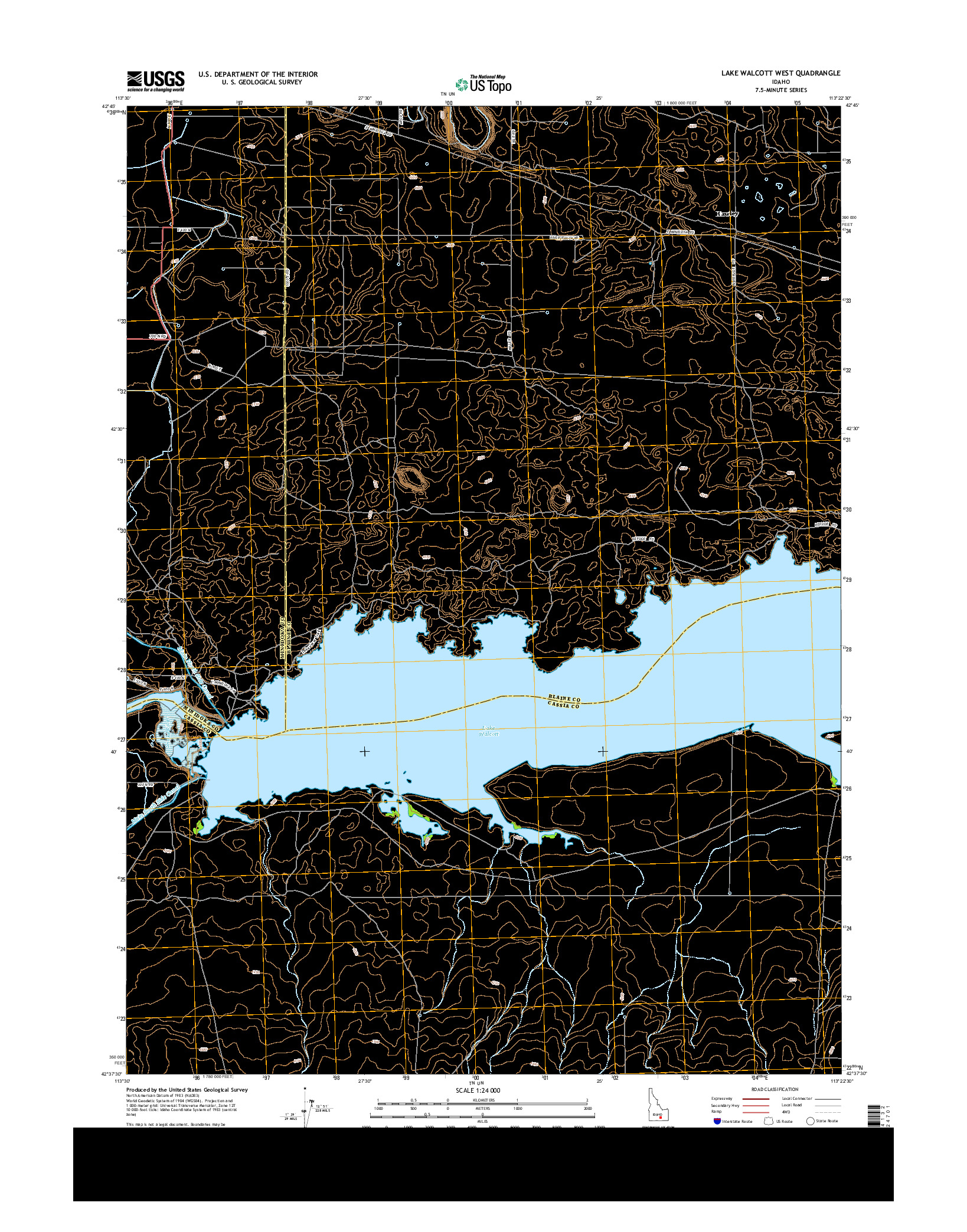 USGS US TOPO 7.5-MINUTE MAP FOR LAKE WALCOTT WEST, ID 2013