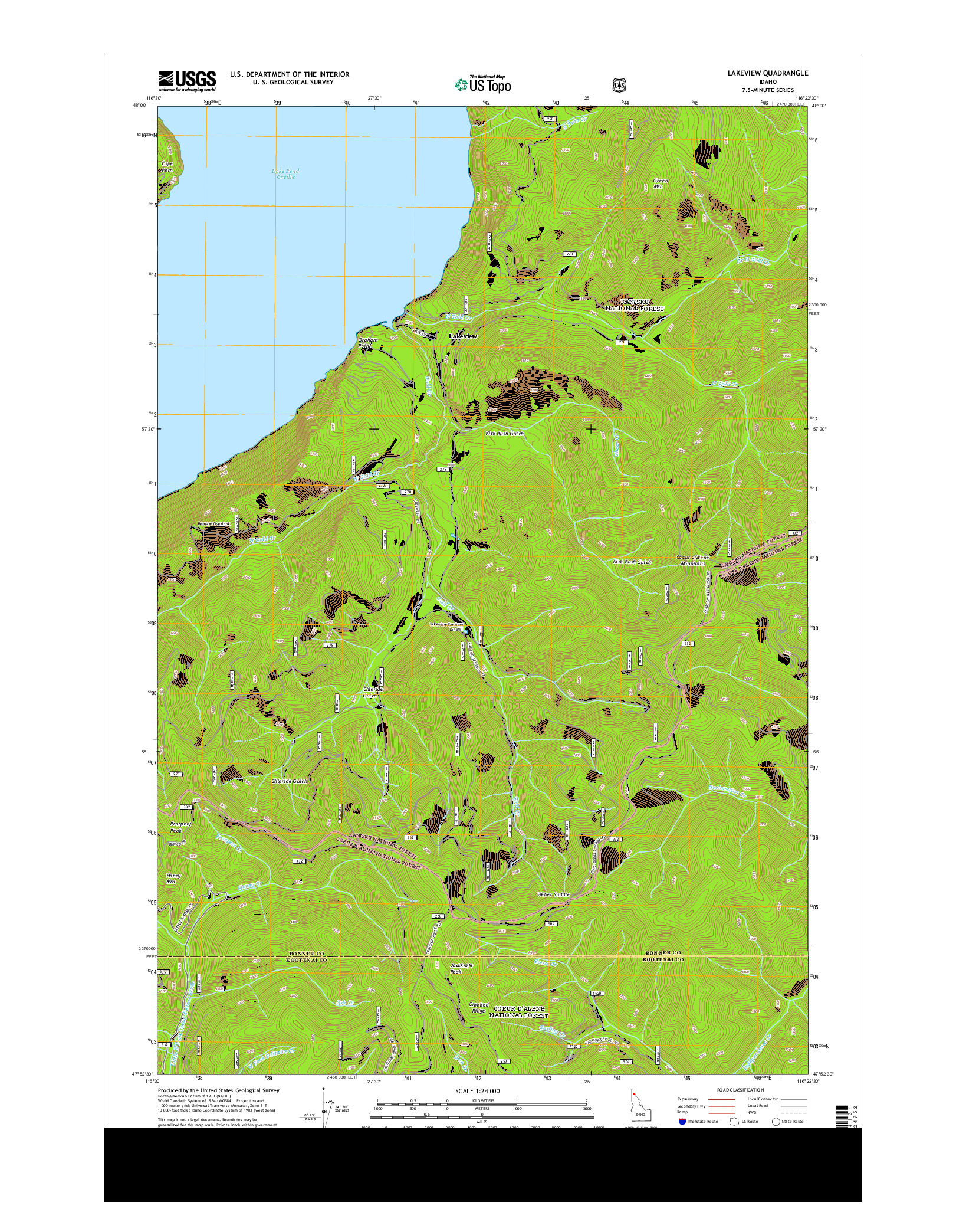 USGS US TOPO 7.5-MINUTE MAP FOR LAKEVIEW, ID 2013