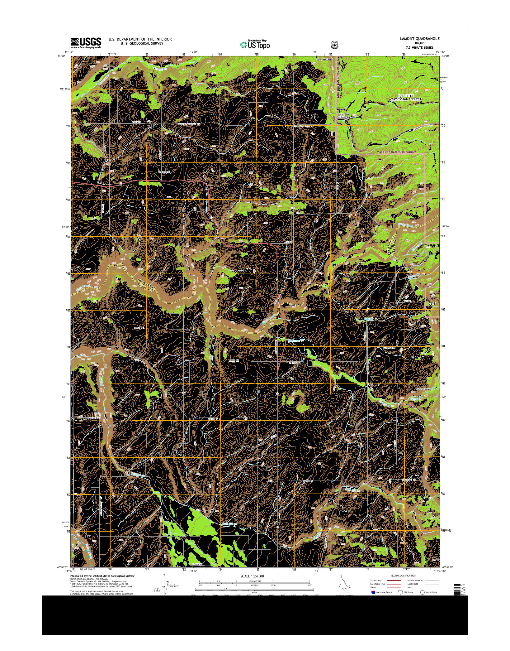 USGS US TOPO 7.5-MINUTE MAP FOR LAMONT, ID 2013