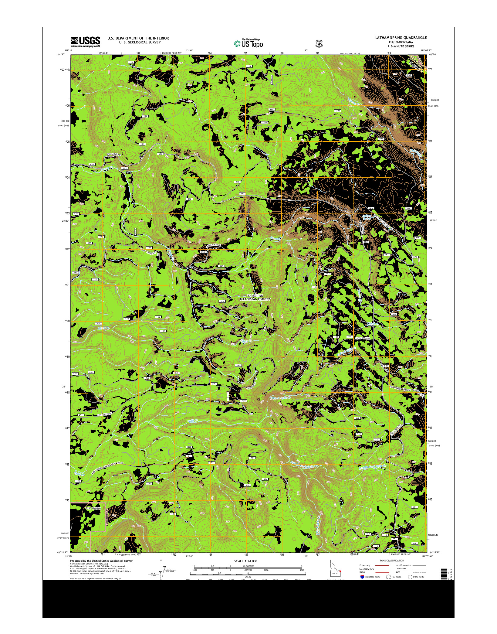 USGS US TOPO 7.5-MINUTE MAP FOR LATHAM SPRING, ID-MT 2013