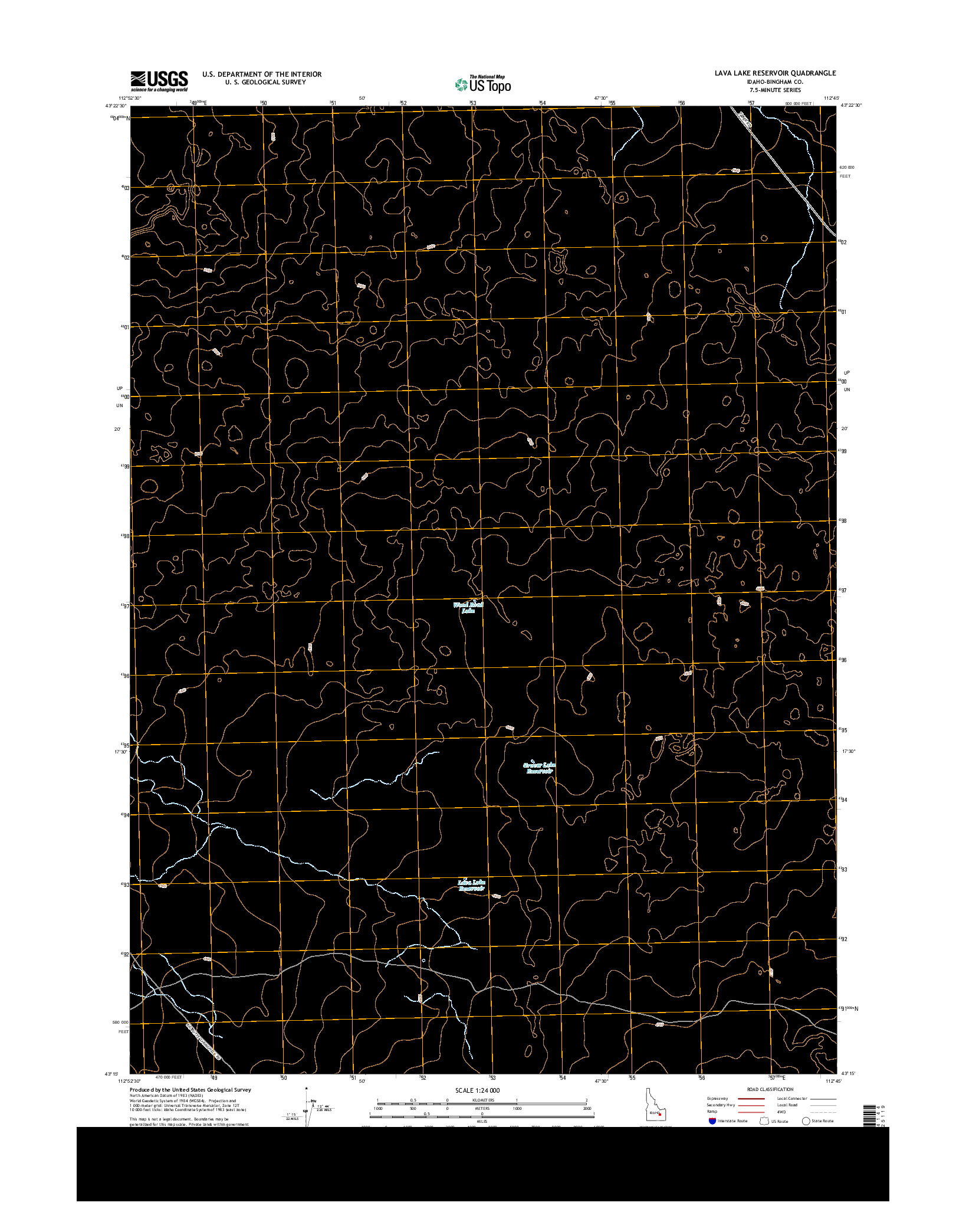 USGS US TOPO 7.5-MINUTE MAP FOR LAVA LAKE RESERVOIR, ID 2013