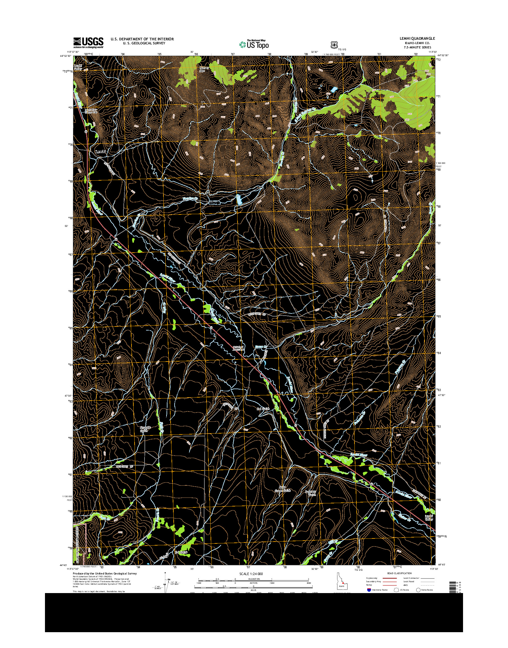 USGS US TOPO 7.5-MINUTE MAP FOR LEMHI, ID 2013