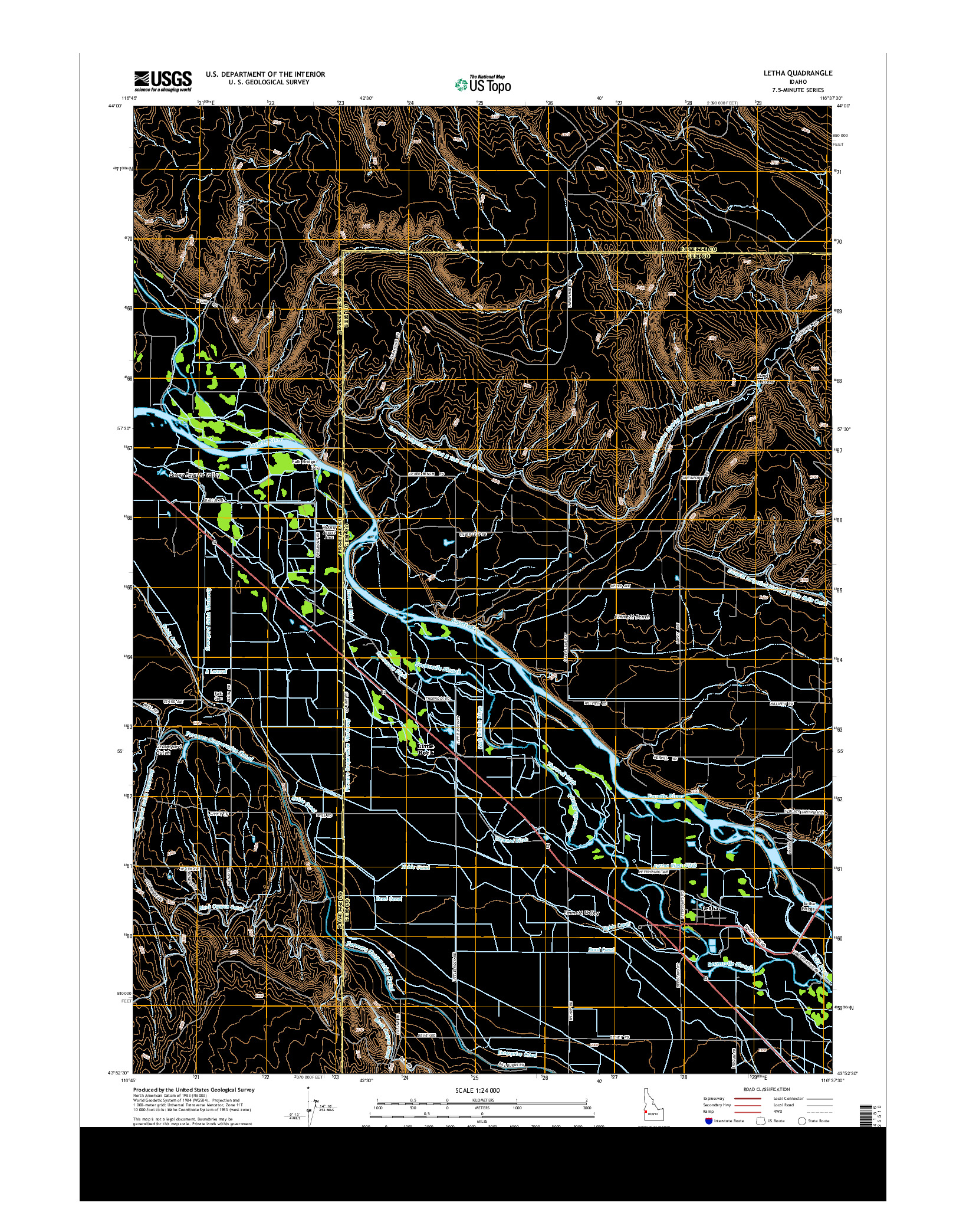 USGS US TOPO 7.5-MINUTE MAP FOR LETHA, ID 2013