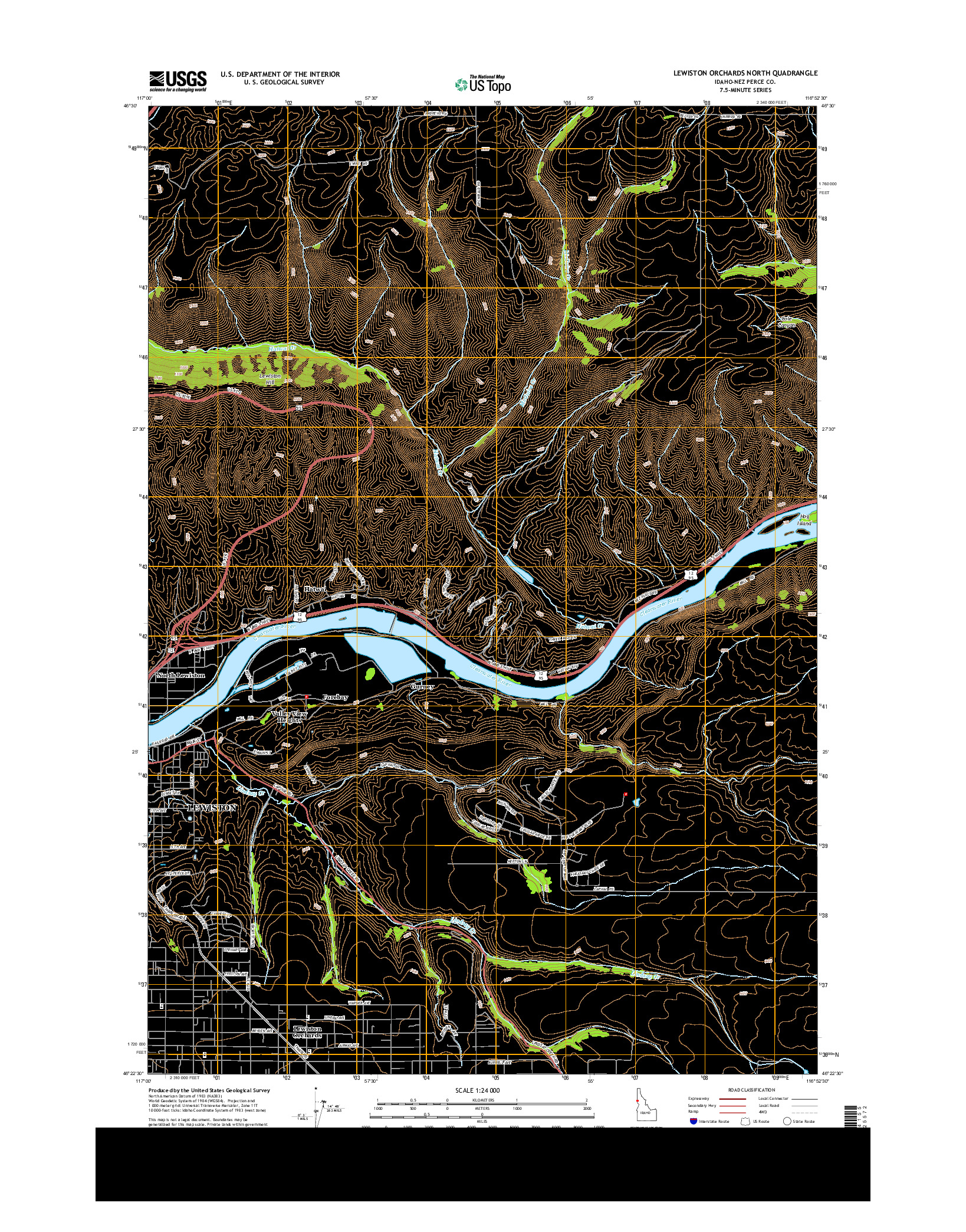 USGS US TOPO 7.5-MINUTE MAP FOR LEWISTON ORCHARDS NORTH, ID 2013