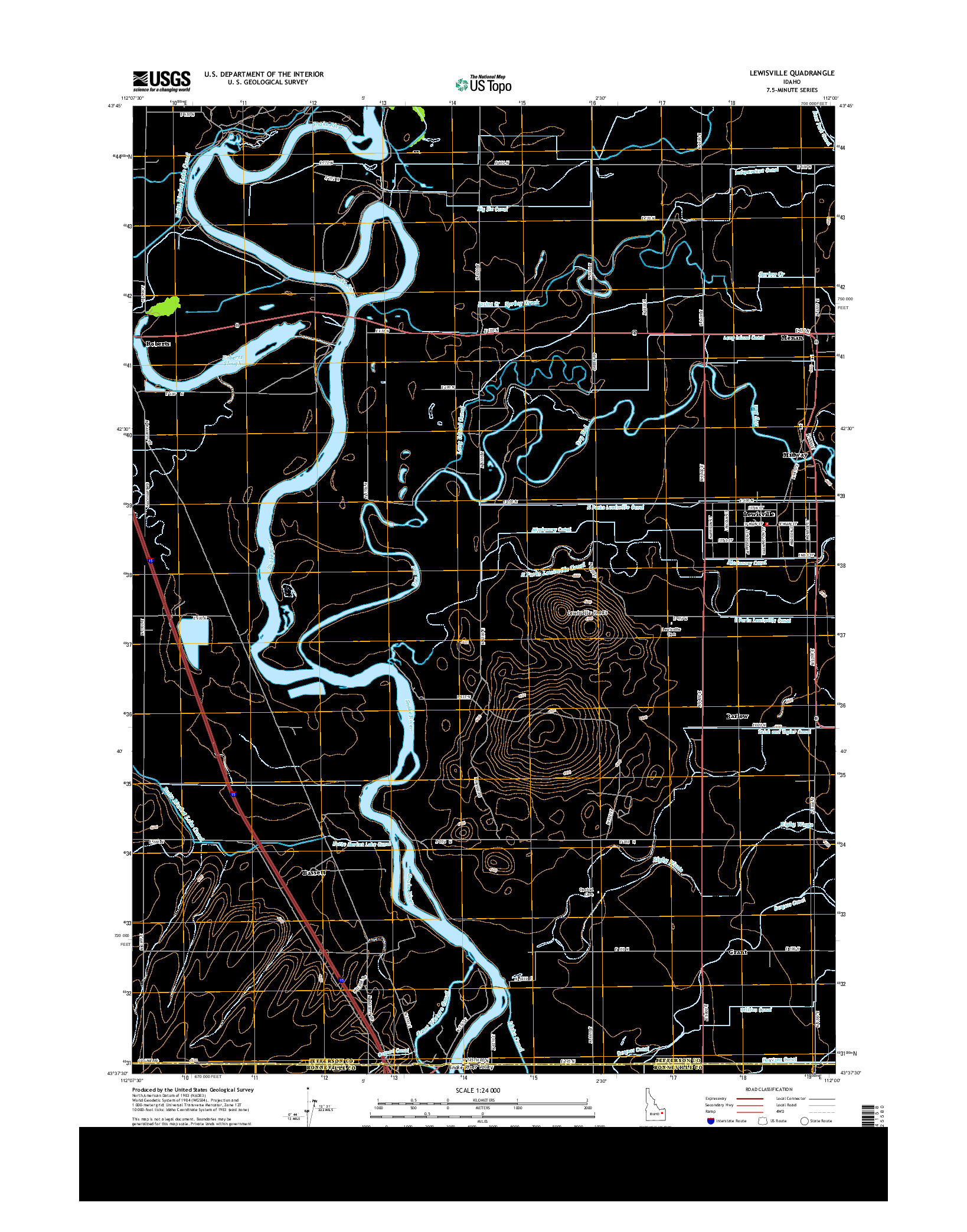 USGS US TOPO 7.5-MINUTE MAP FOR LEWISVILLE, ID 2013
