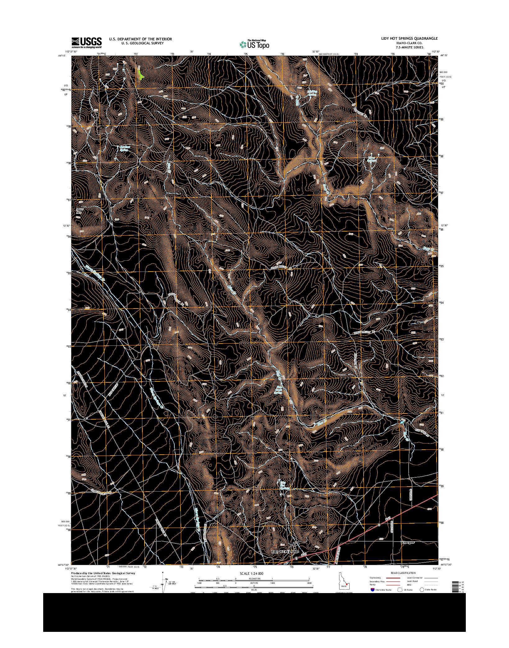 USGS US TOPO 7.5-MINUTE MAP FOR LIDY HOT SPRINGS, ID 2013