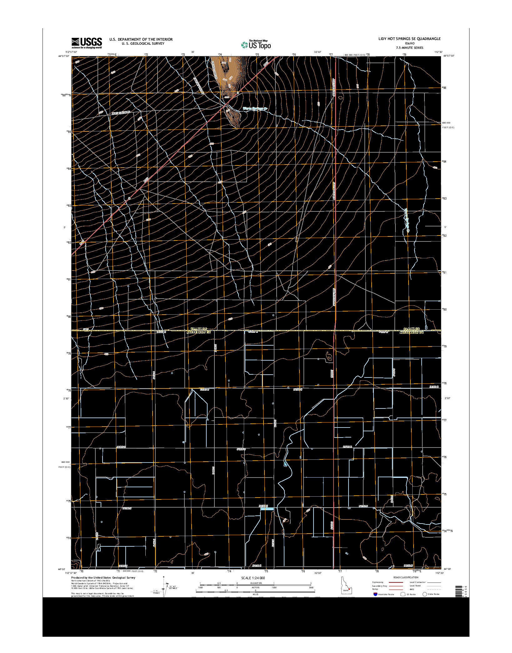 USGS US TOPO 7.5-MINUTE MAP FOR LIDY HOT SPRINGS SE, ID 2013