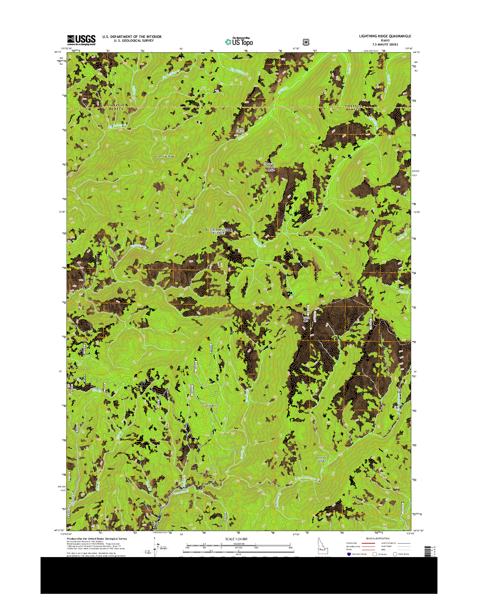 USGS US TOPO 7.5-MINUTE MAP FOR LIGHTNING RIDGE, ID 2013