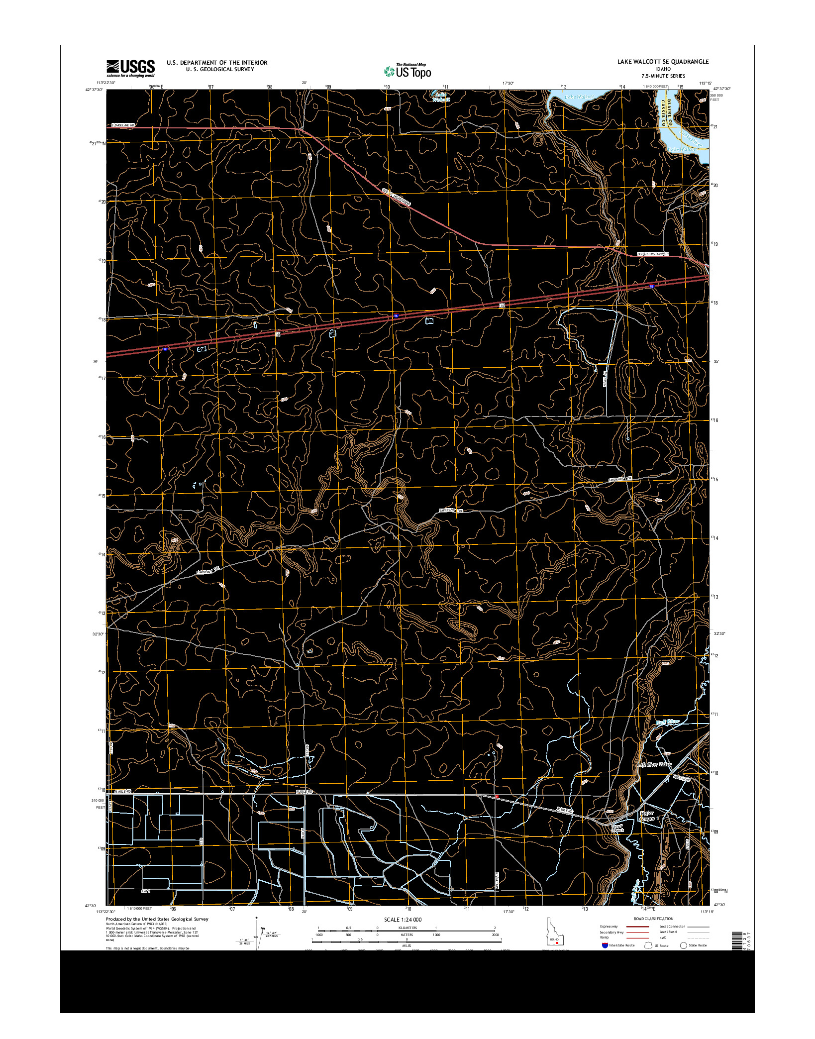 USGS US TOPO 7.5-MINUTE MAP FOR LAKE WALCOTT SE, ID 2013