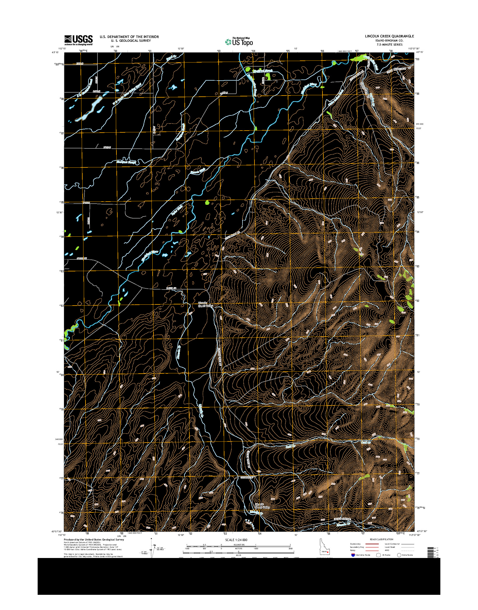 USGS US TOPO 7.5-MINUTE MAP FOR LINCOLN CREEK, ID 2013