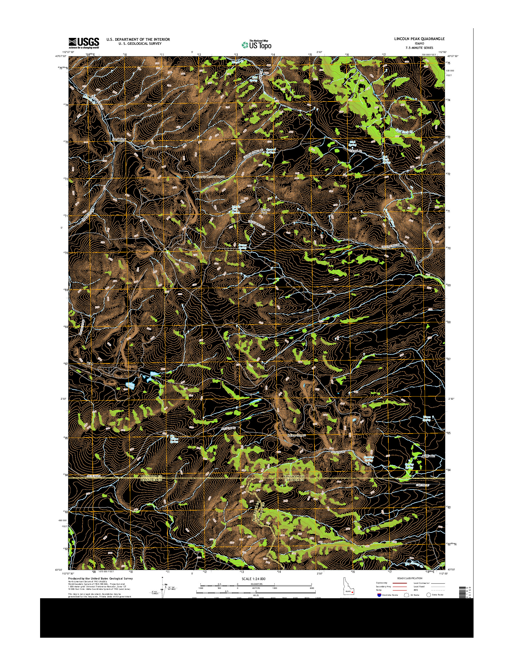 USGS US TOPO 7.5-MINUTE MAP FOR LINCOLN PEAK, ID 2013