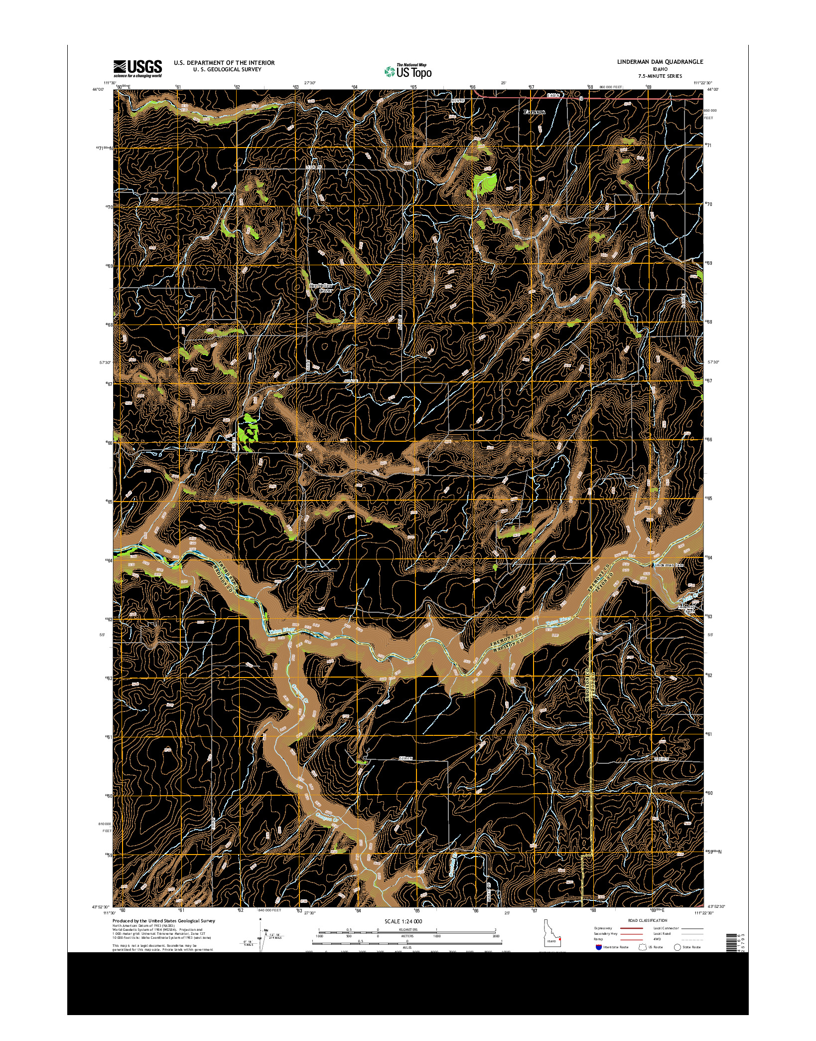 USGS US TOPO 7.5-MINUTE MAP FOR LINDERMAN DAM, ID 2013