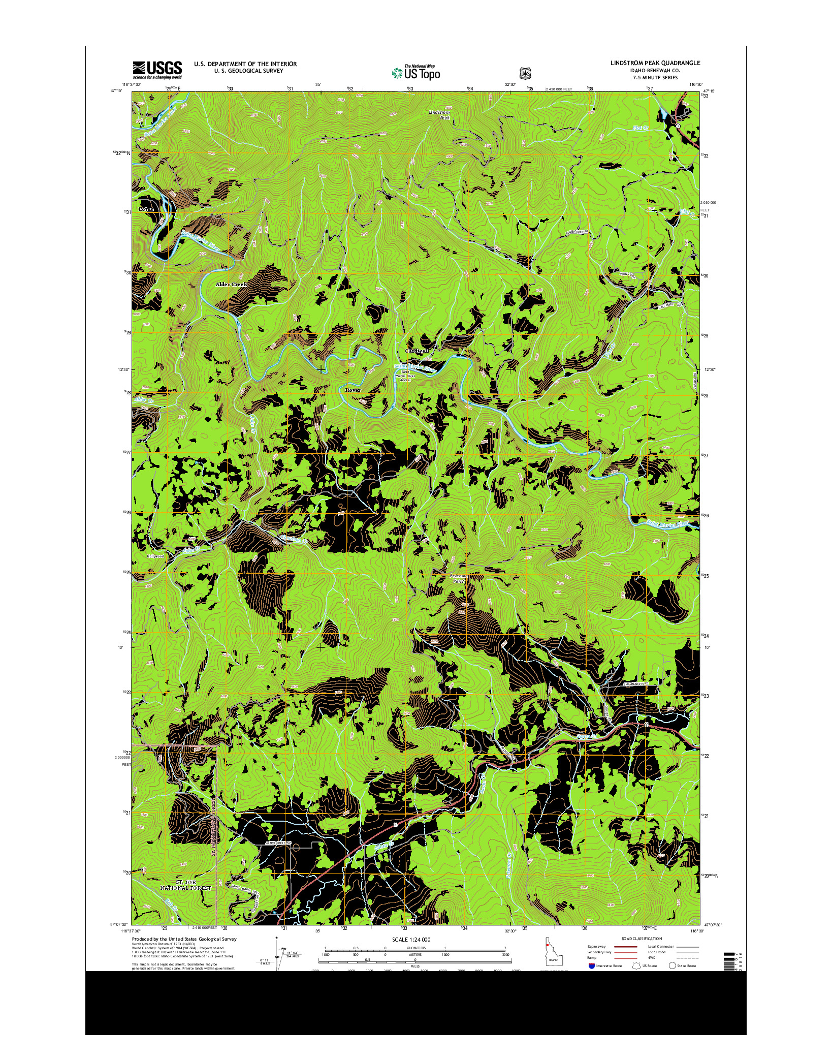 USGS US TOPO 7.5-MINUTE MAP FOR LINDSTROM PEAK, ID 2013