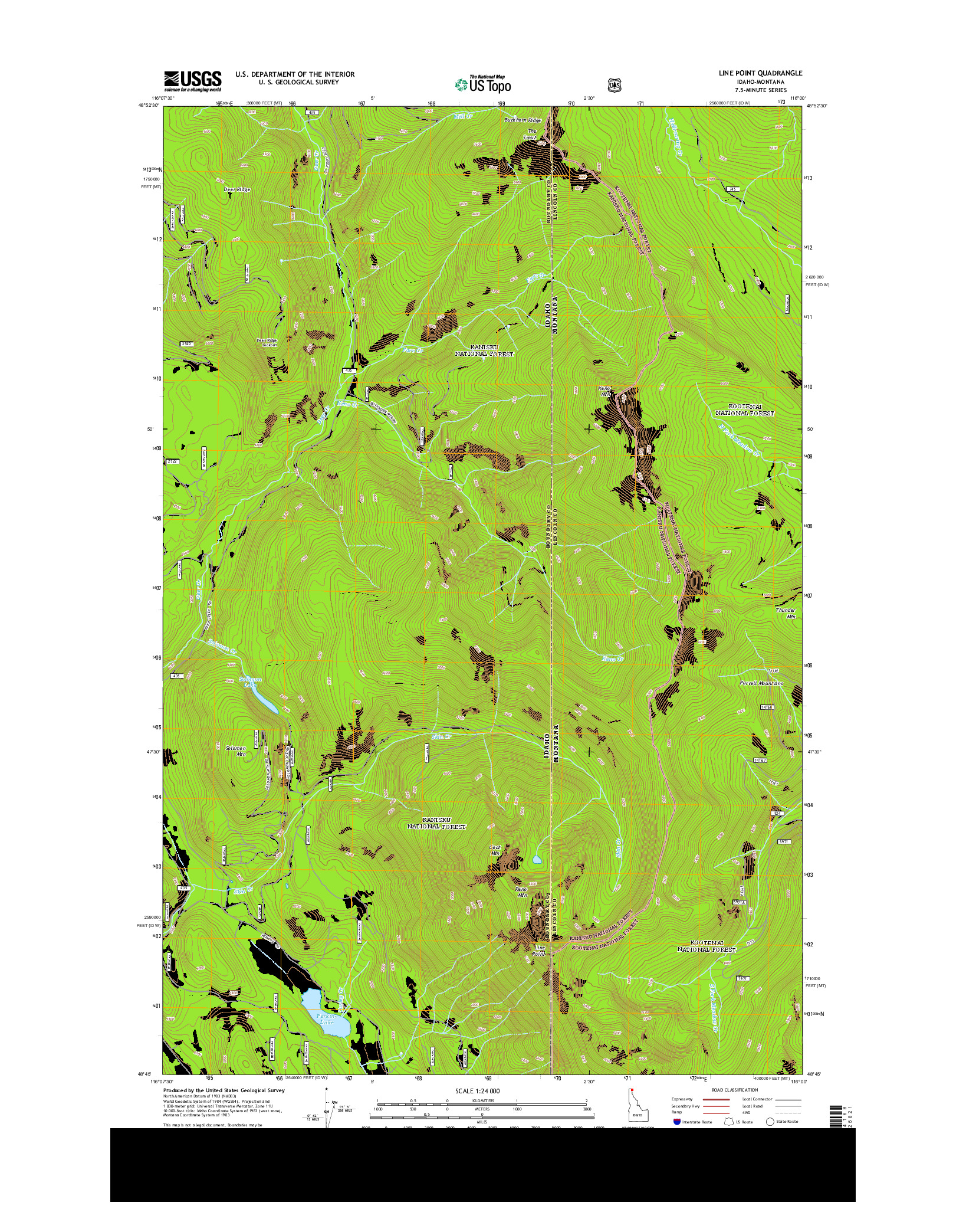 USGS US TOPO 7.5-MINUTE MAP FOR LINE POINT, ID-MT 2013