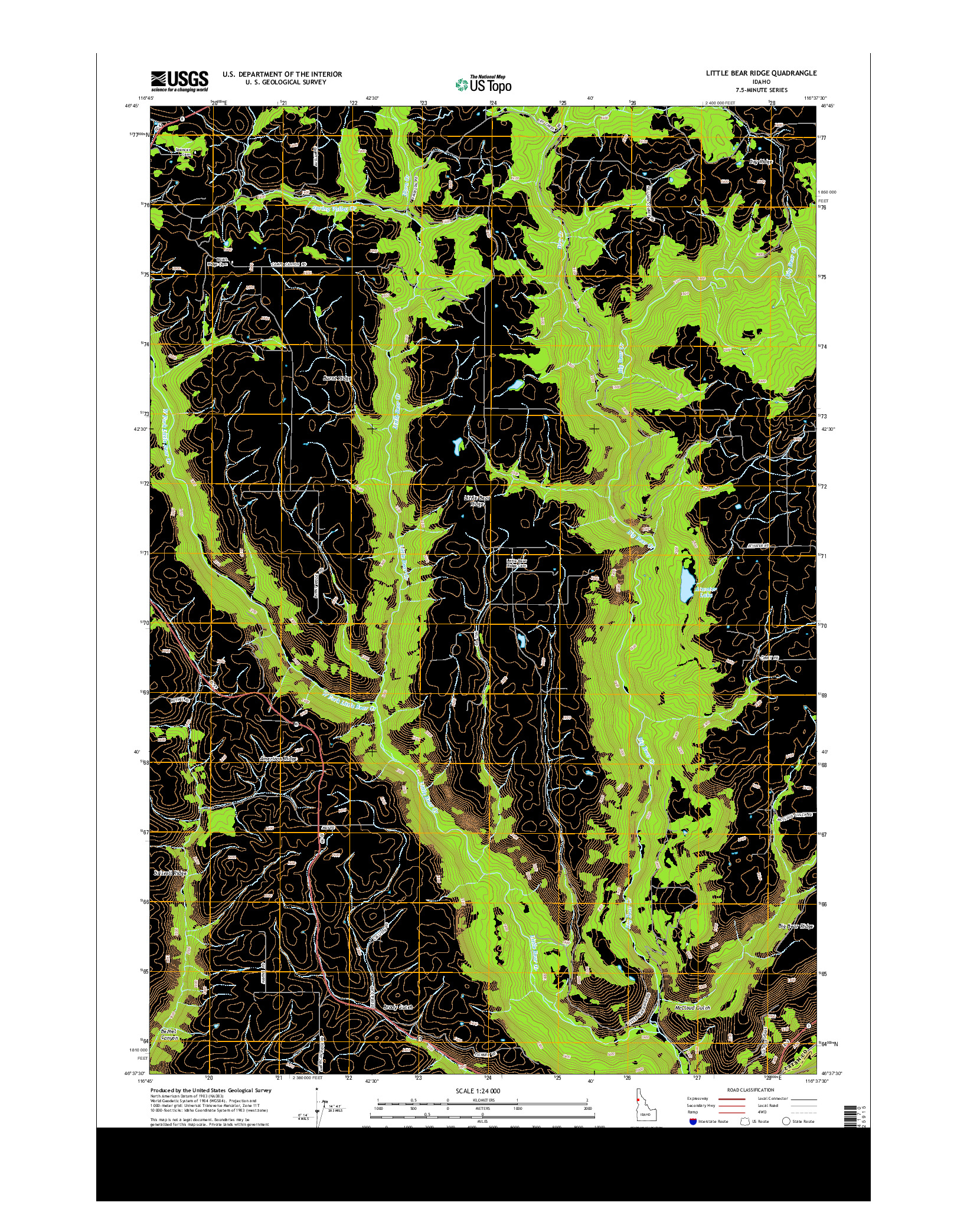 USGS US TOPO 7.5-MINUTE MAP FOR LITTLE BEAR RIDGE, ID 2013
