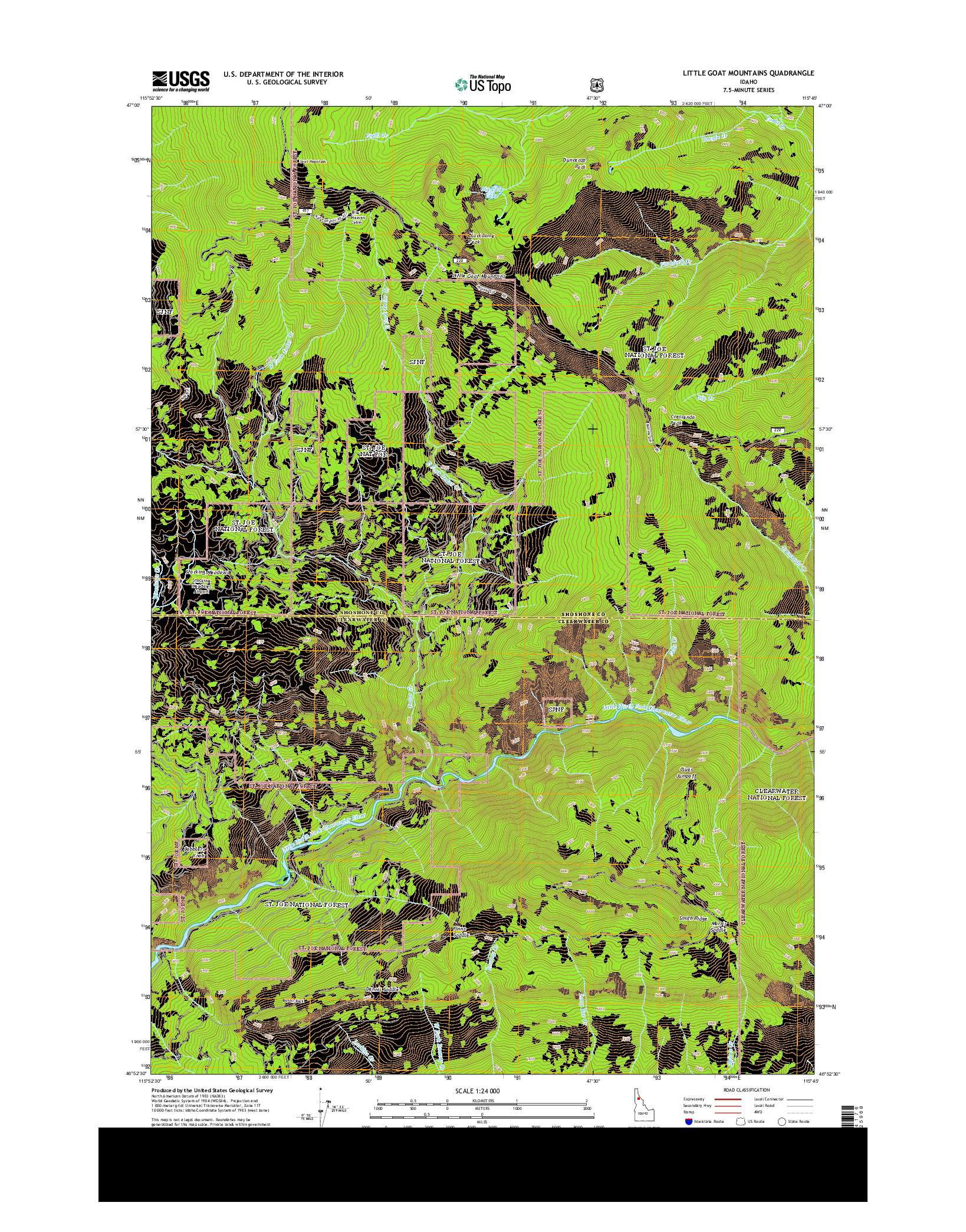 USGS US TOPO 7.5-MINUTE MAP FOR LITTLE GOAT MOUNTAINS, ID 2013