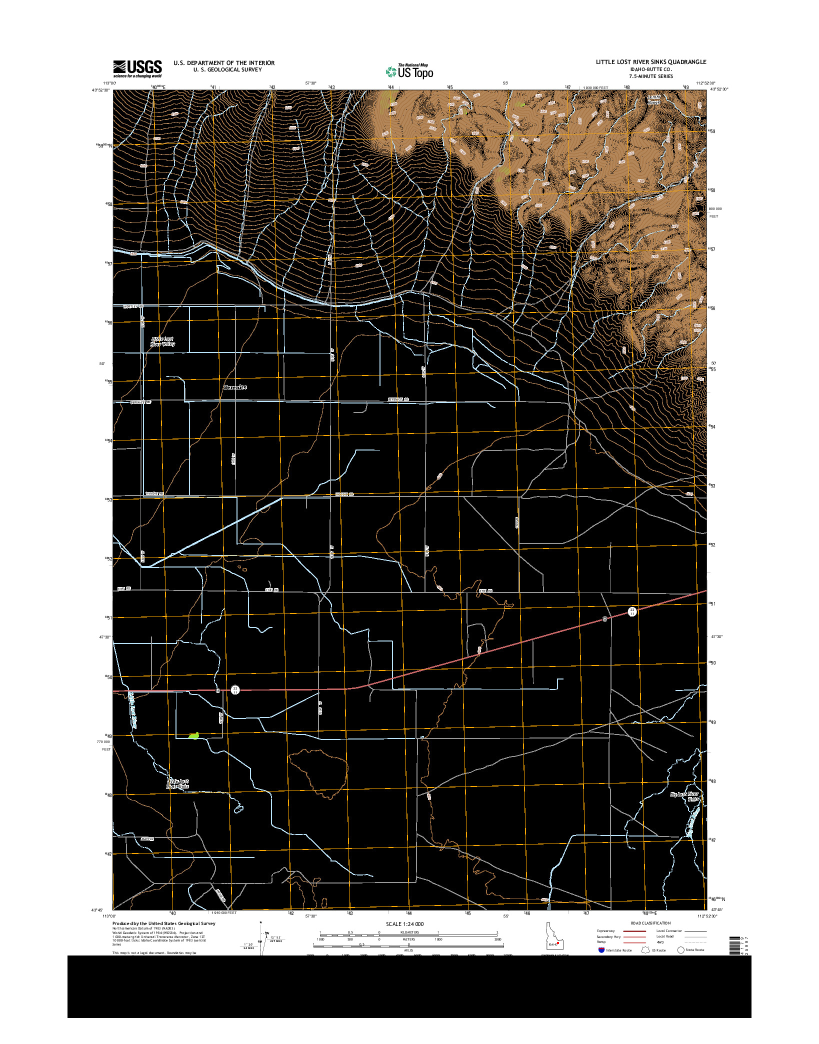 USGS US TOPO 7.5-MINUTE MAP FOR LITTLE LOST RIVER SINKS, ID 2013