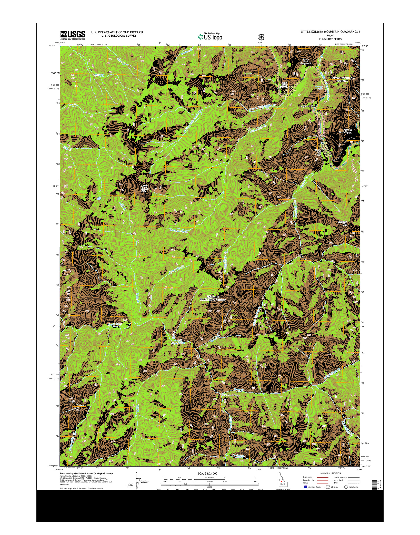 USGS US TOPO 7.5-MINUTE MAP FOR LITTLE SOLDIER MOUNTAIN, ID 2013