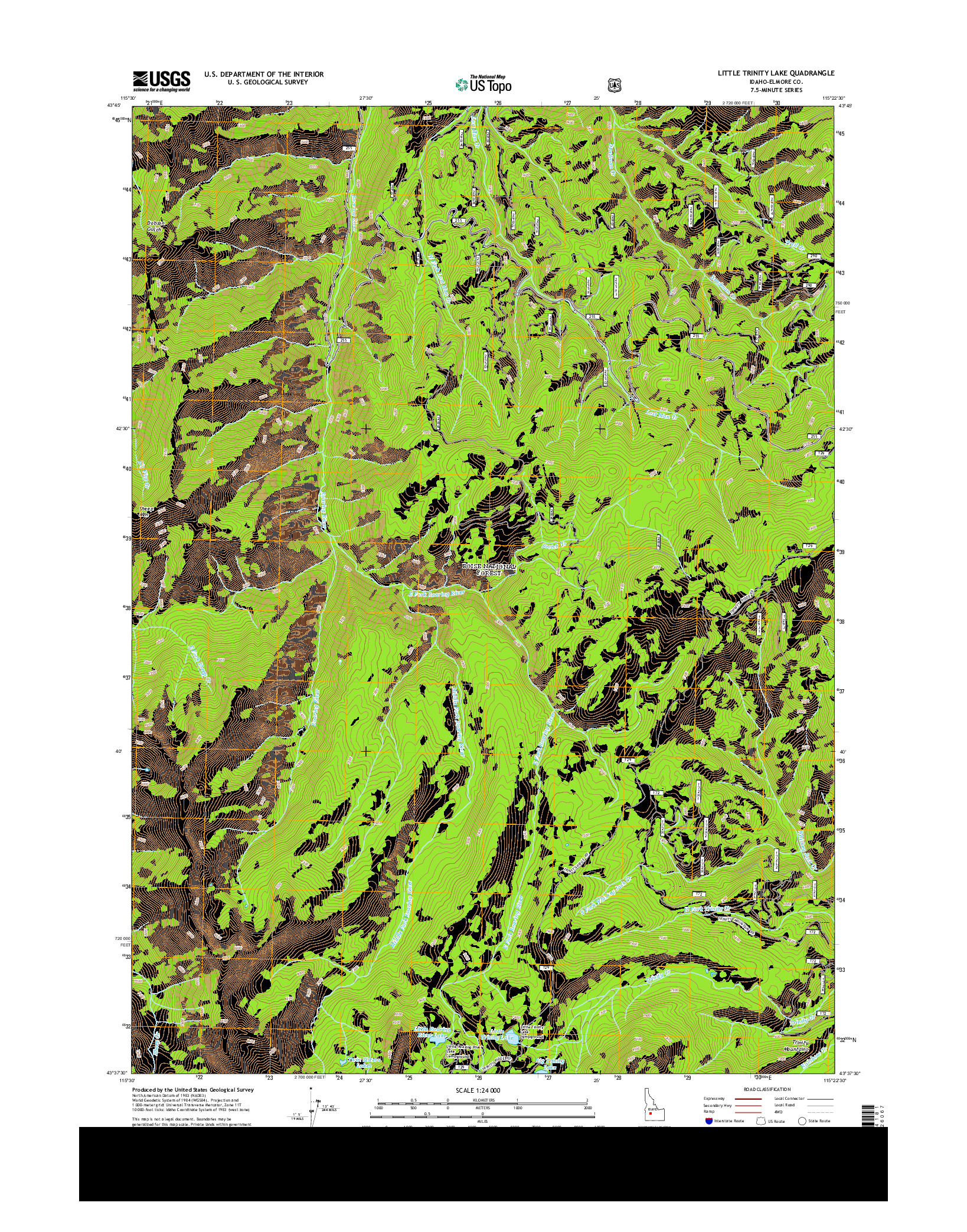 USGS US TOPO 7.5-MINUTE MAP FOR LITTLE TRINITY LAKE, ID 2013