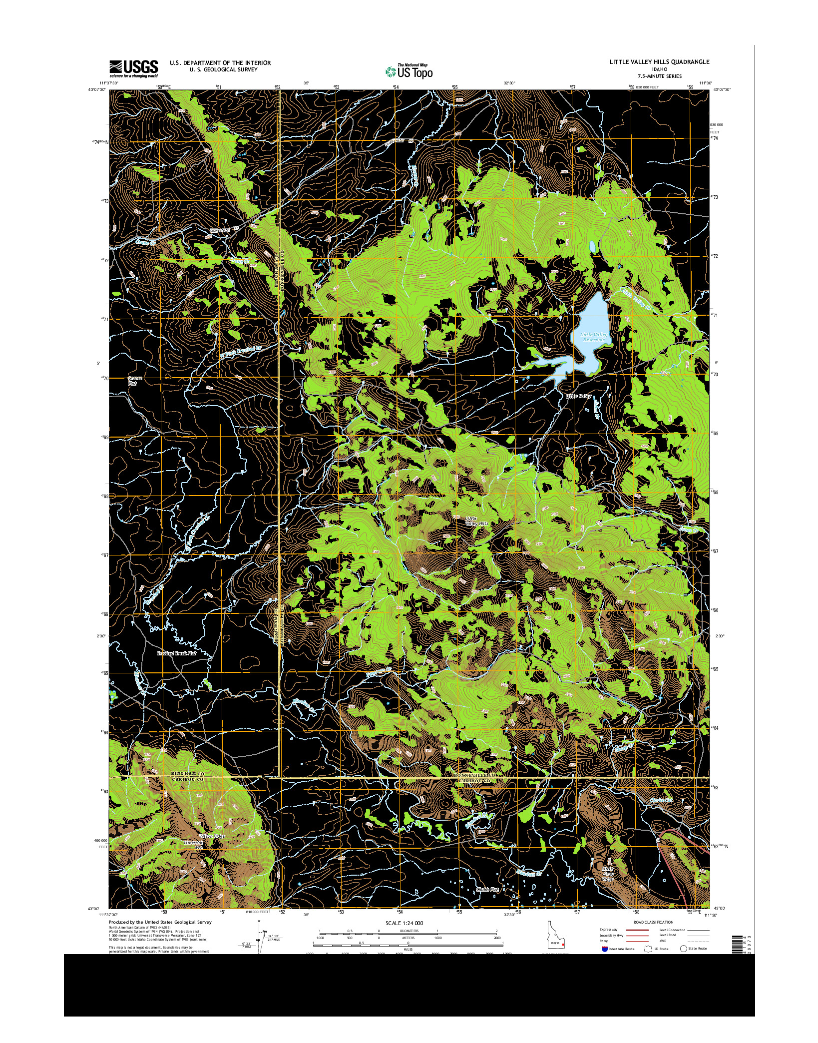 USGS US TOPO 7.5-MINUTE MAP FOR LITTLE VALLEY HILLS, ID 2013