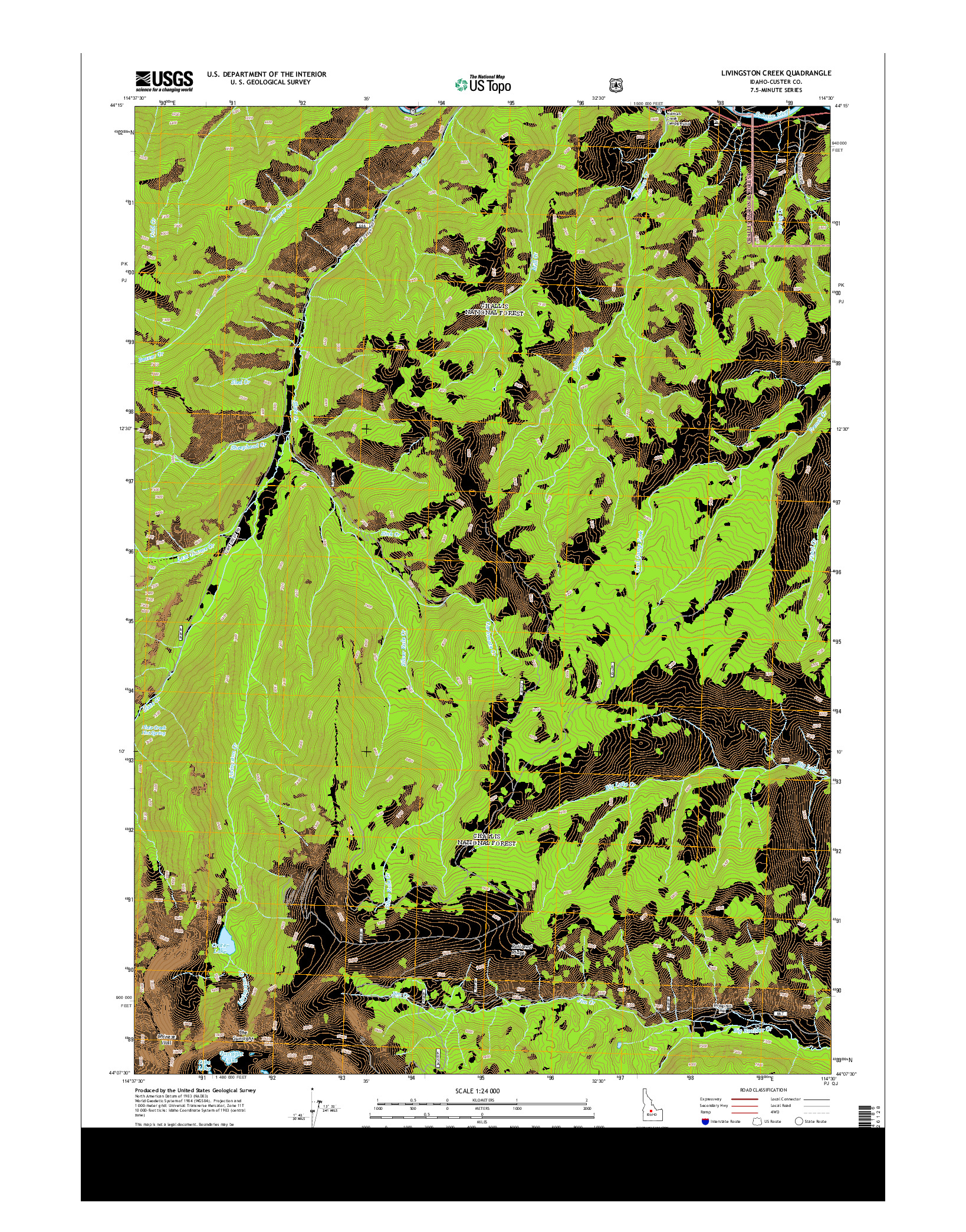 USGS US TOPO 7.5-MINUTE MAP FOR LIVINGSTON CREEK, ID 2013