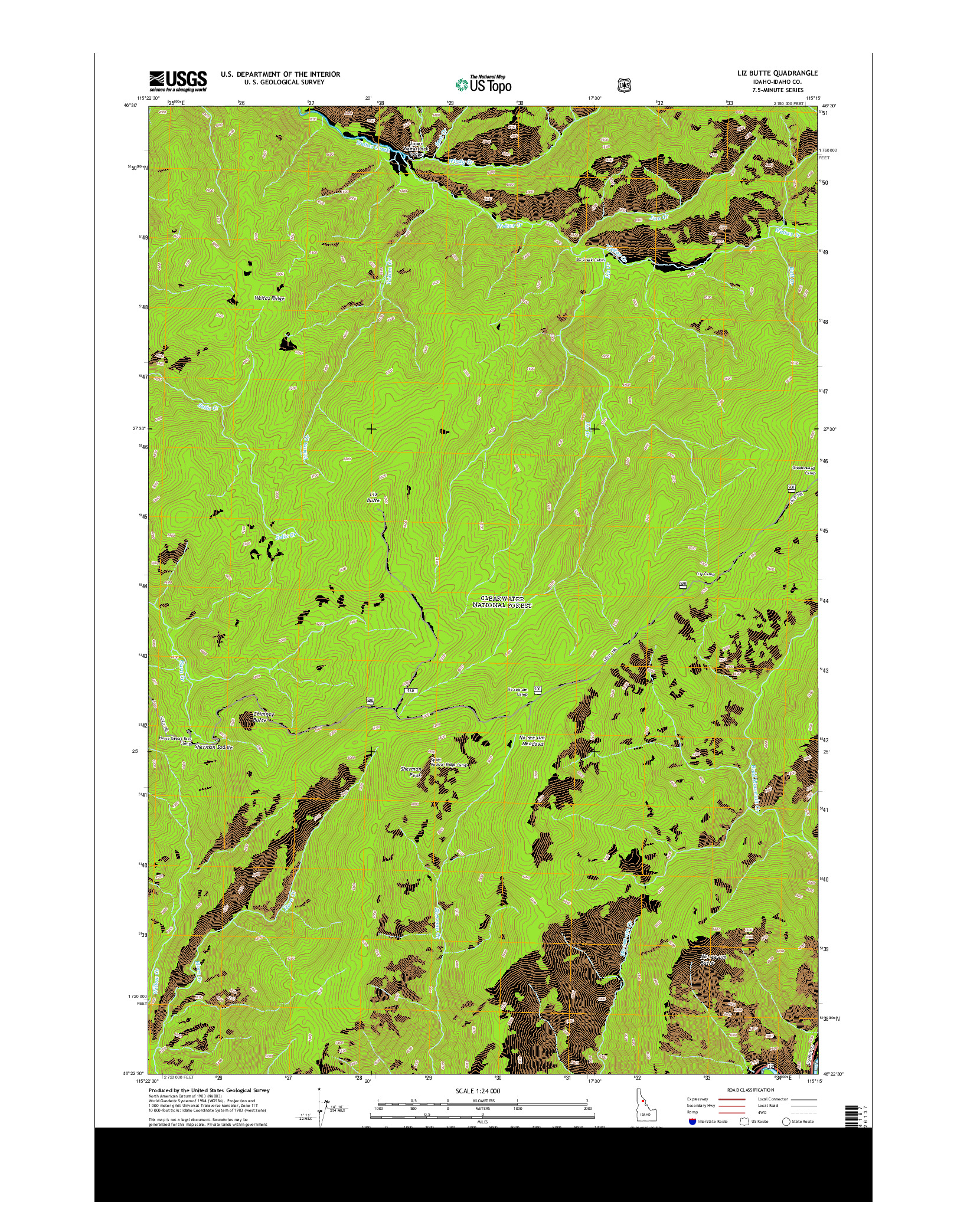 USGS US TOPO 7.5-MINUTE MAP FOR LIZ BUTTE, ID 2013
