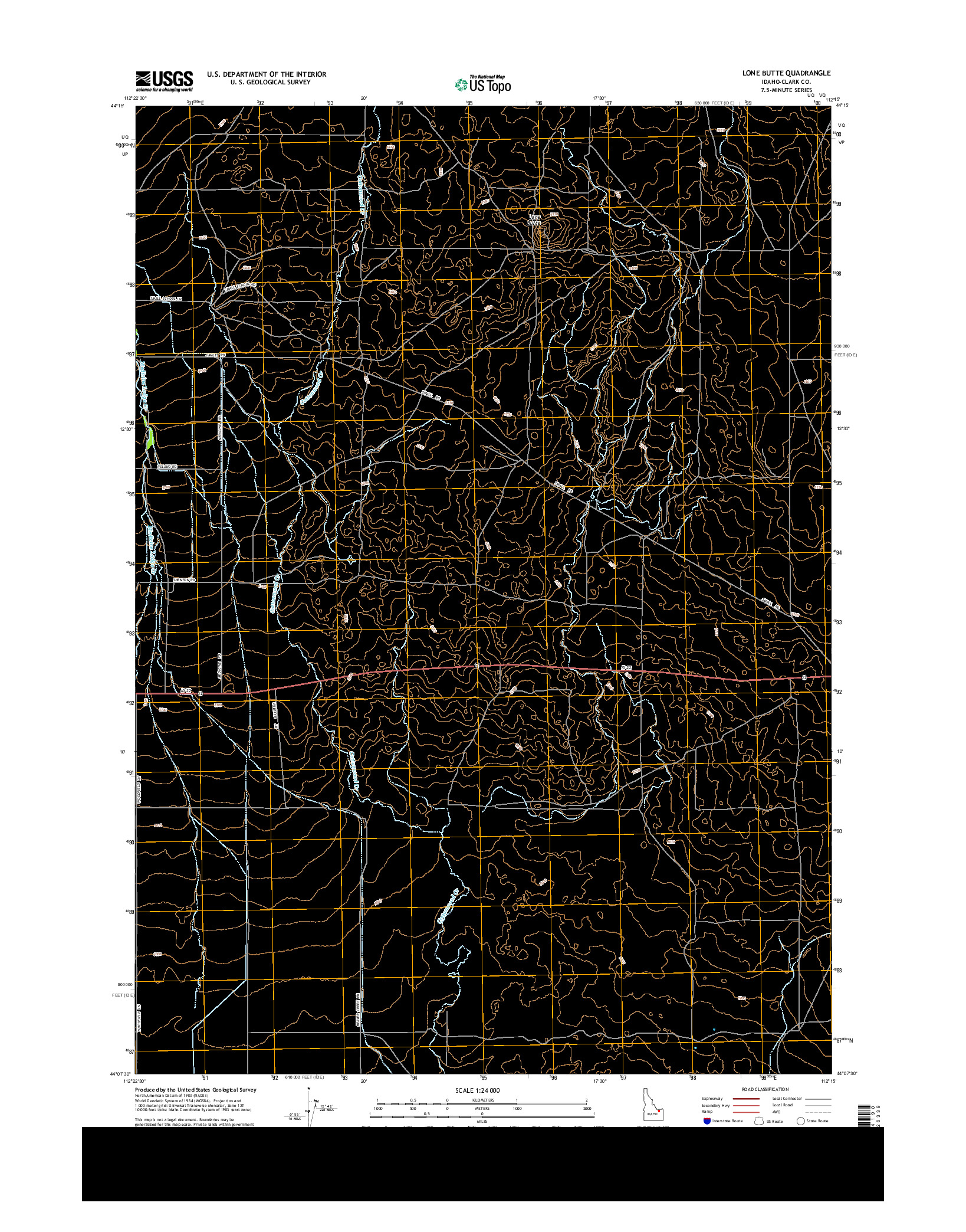 USGS US TOPO 7.5-MINUTE MAP FOR LONE BUTTE, ID 2013