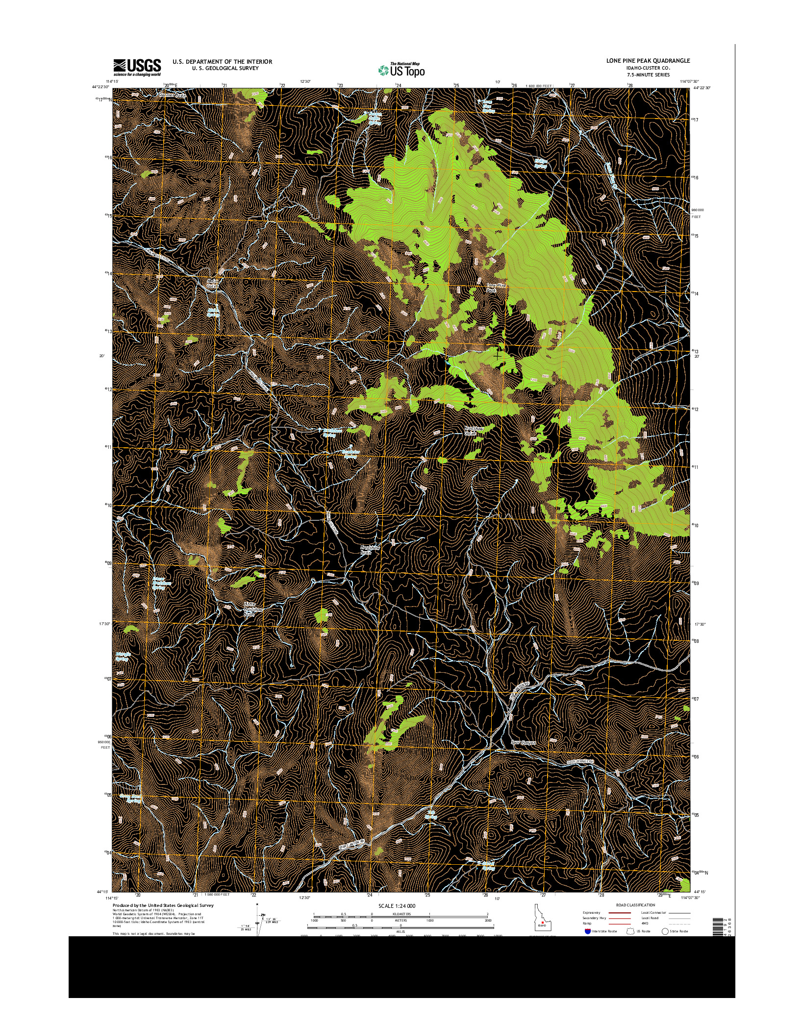 USGS US TOPO 7.5-MINUTE MAP FOR LONE PINE PEAK, ID 2013
