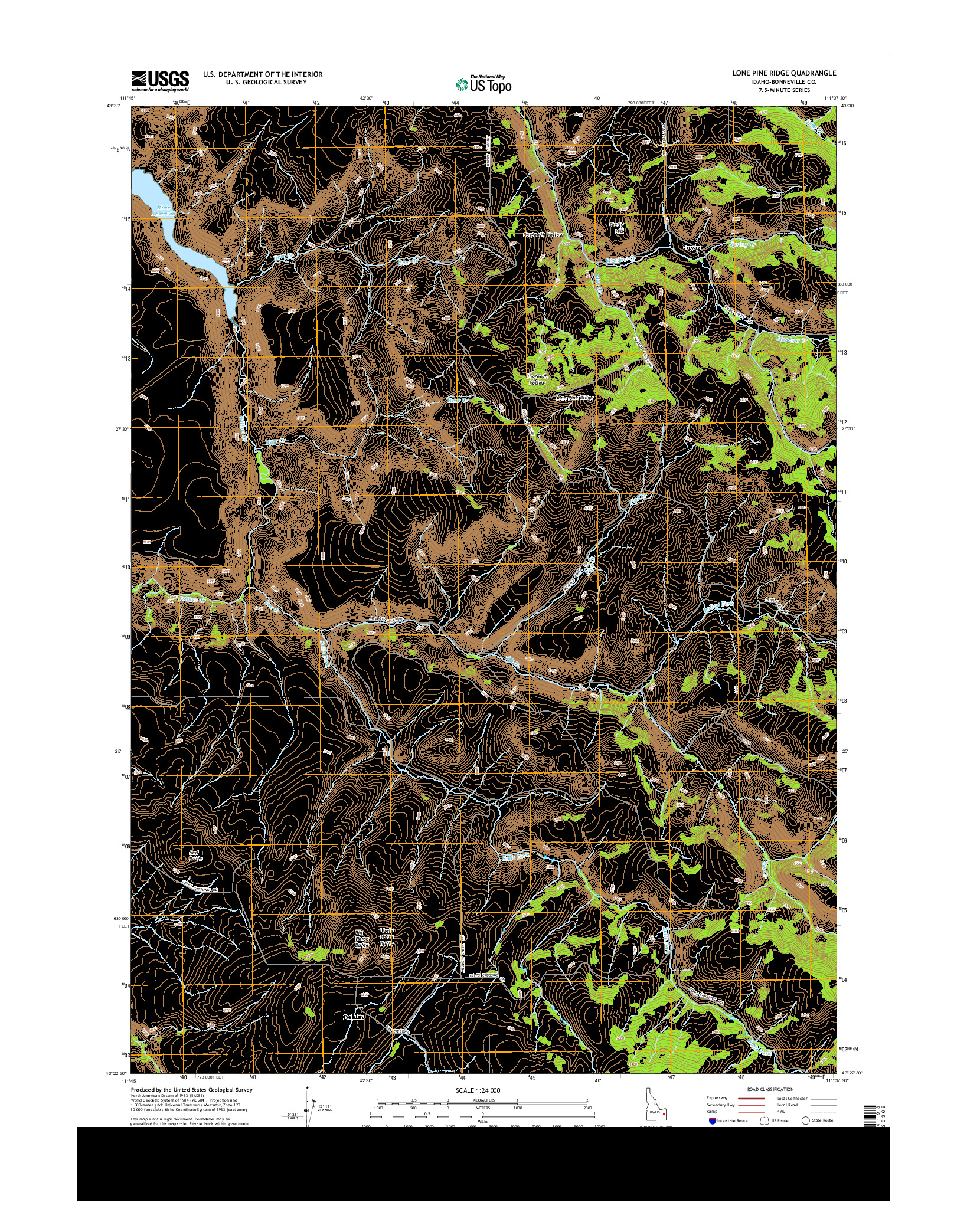 USGS US TOPO 7.5-MINUTE MAP FOR LONE PINE RIDGE, ID 2013