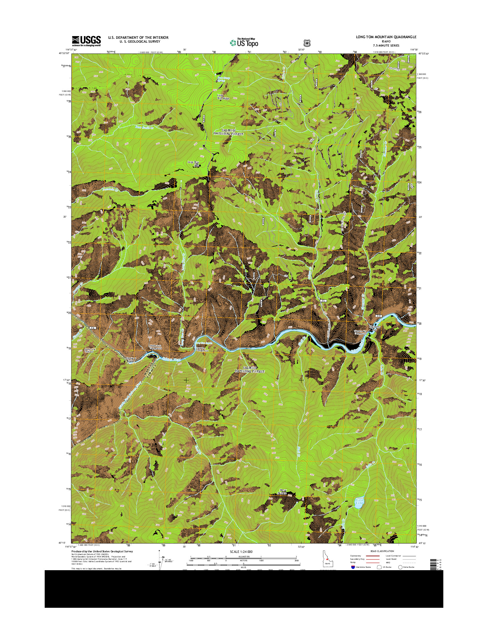 USGS US TOPO 7.5-MINUTE MAP FOR LONG TOM MOUNTAIN, ID 2013
