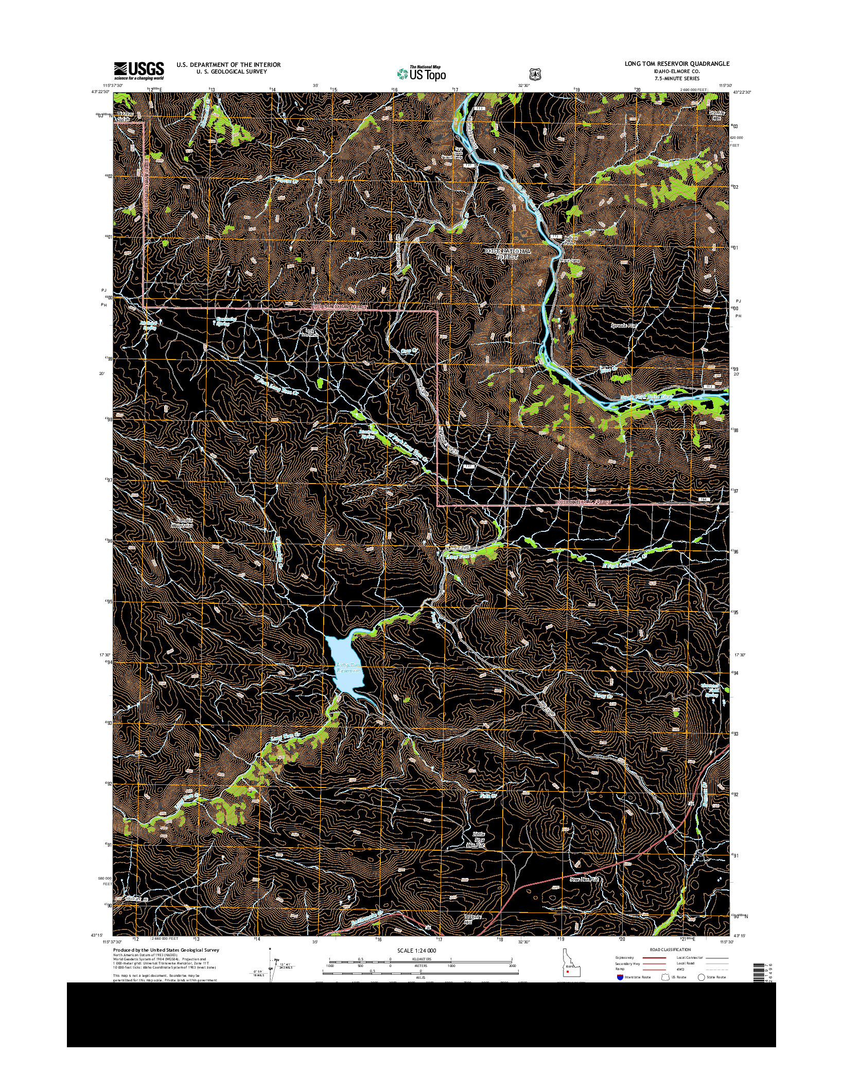 USGS US TOPO 7.5-MINUTE MAP FOR LONG TOM RESERVOIR, ID 2013