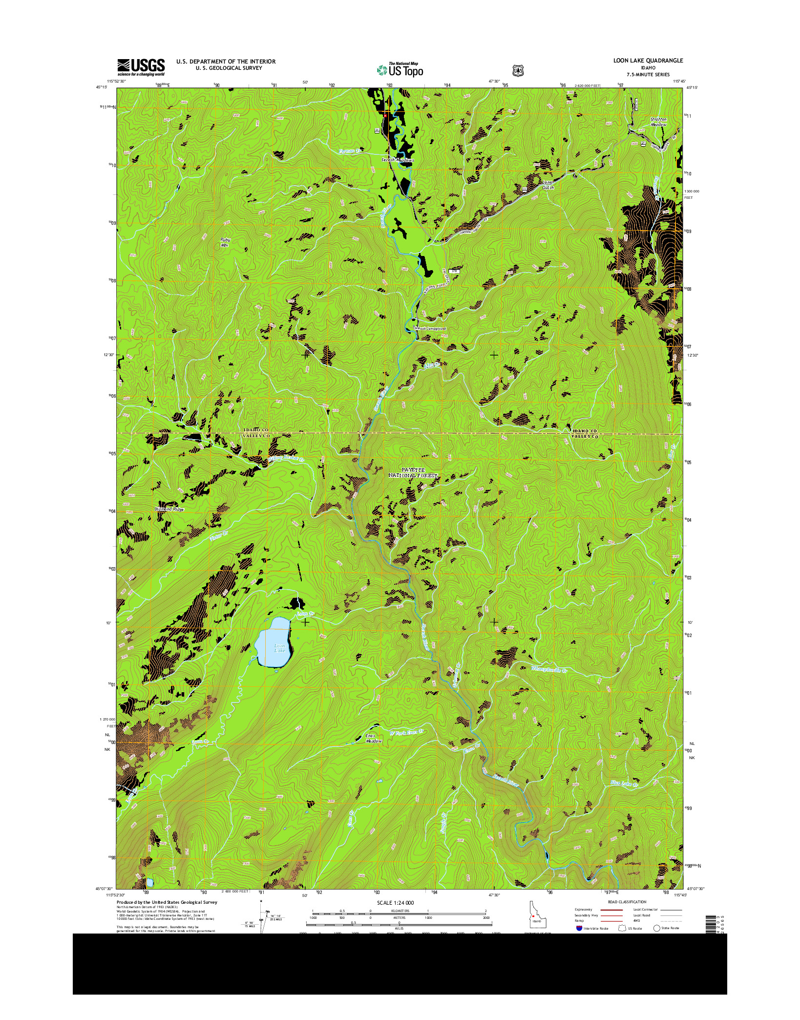 USGS US TOPO 7.5-MINUTE MAP FOR LOON LAKE, ID 2013