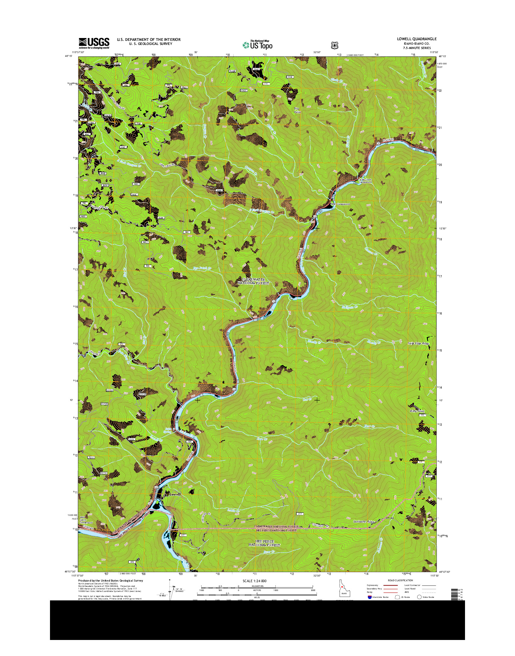 USGS US TOPO 7.5-MINUTE MAP FOR LOWELL, ID 2013
