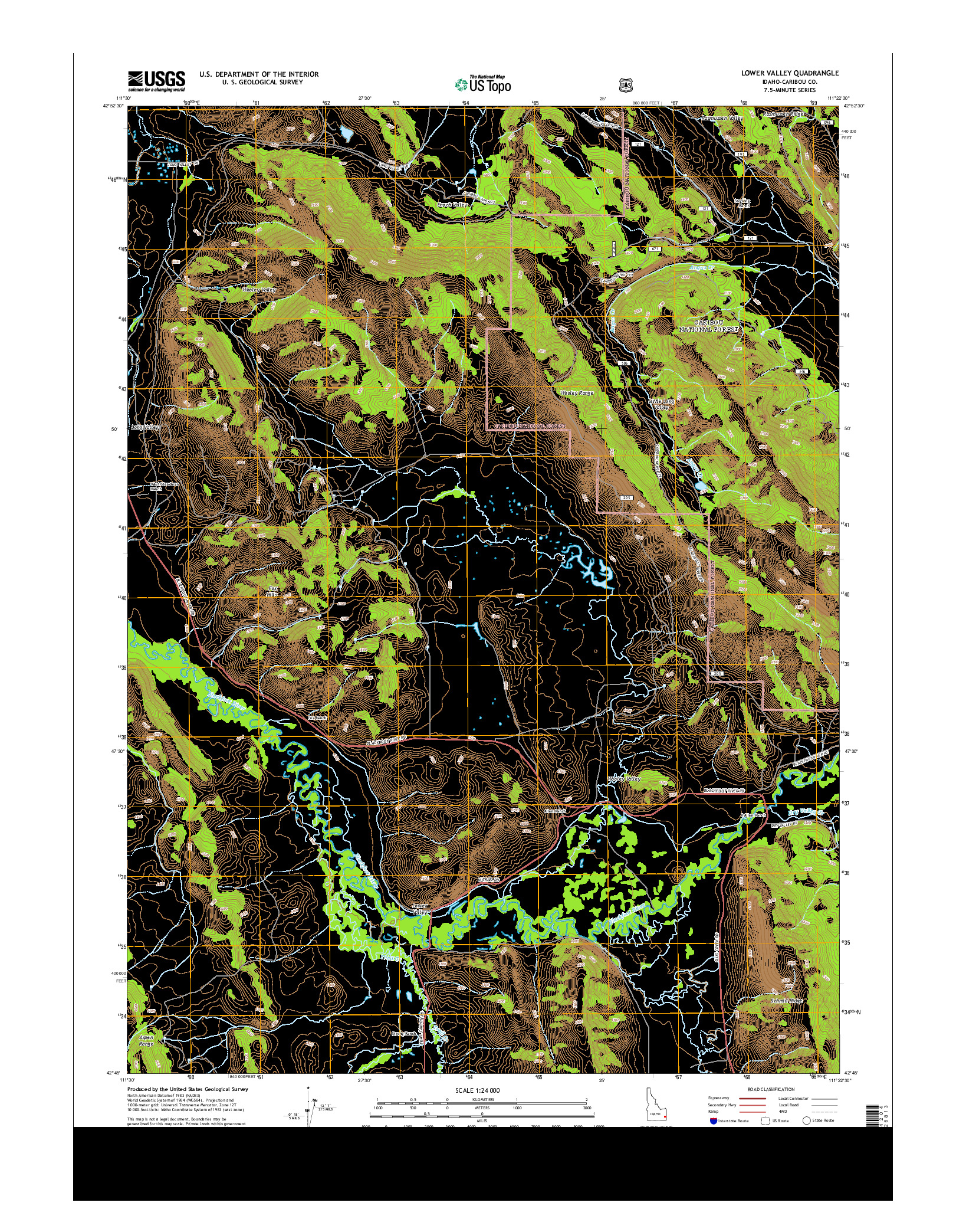 USGS US TOPO 7.5-MINUTE MAP FOR LOWER VALLEY, ID 2013