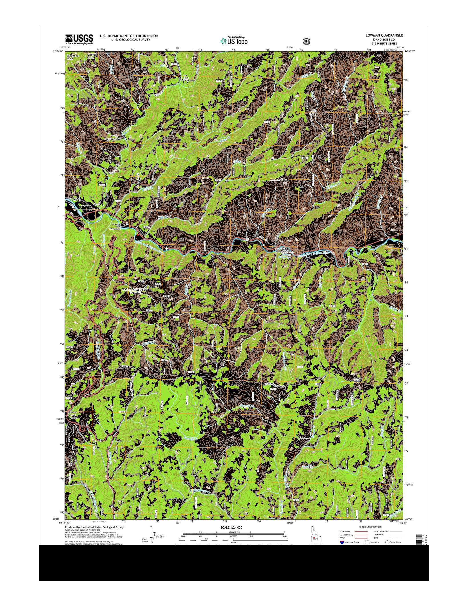 USGS US TOPO 7.5-MINUTE MAP FOR LOWMAN, ID 2013