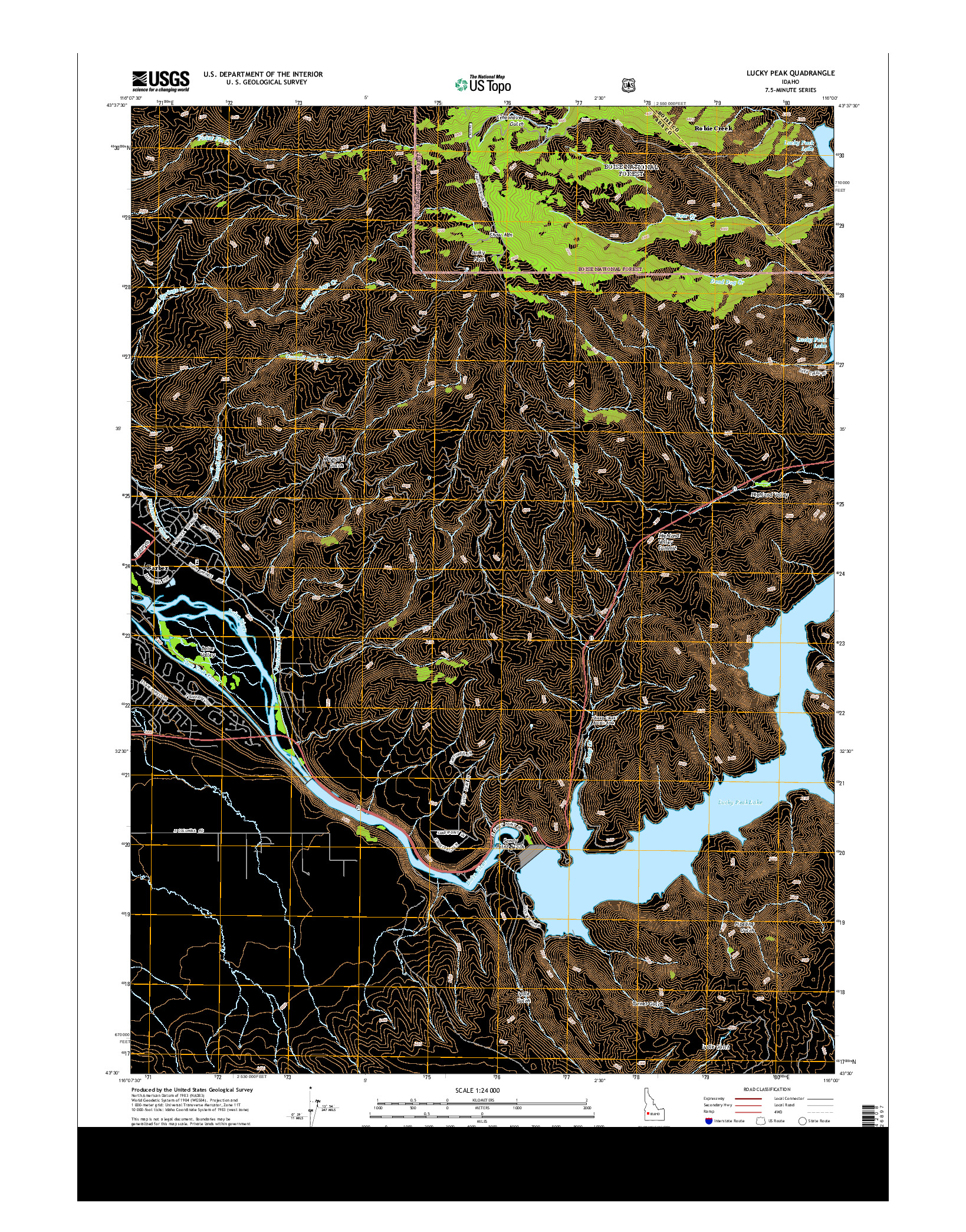 USGS US TOPO 7.5-MINUTE MAP FOR LUCKY PEAK, ID 2013