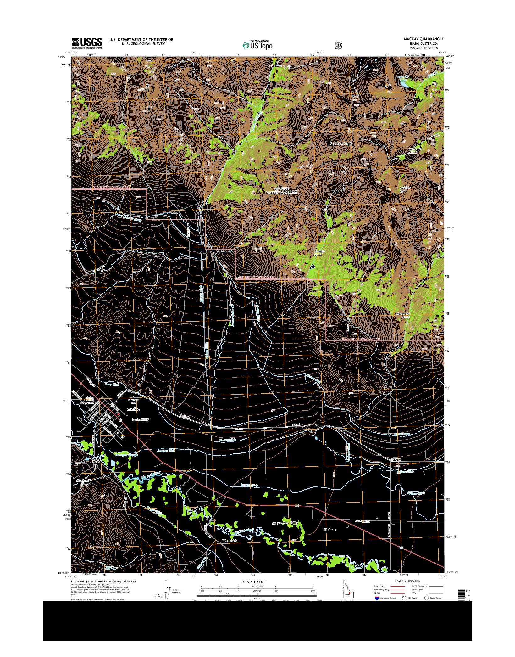 USGS US TOPO 7.5-MINUTE MAP FOR MACKAY, ID 2013
