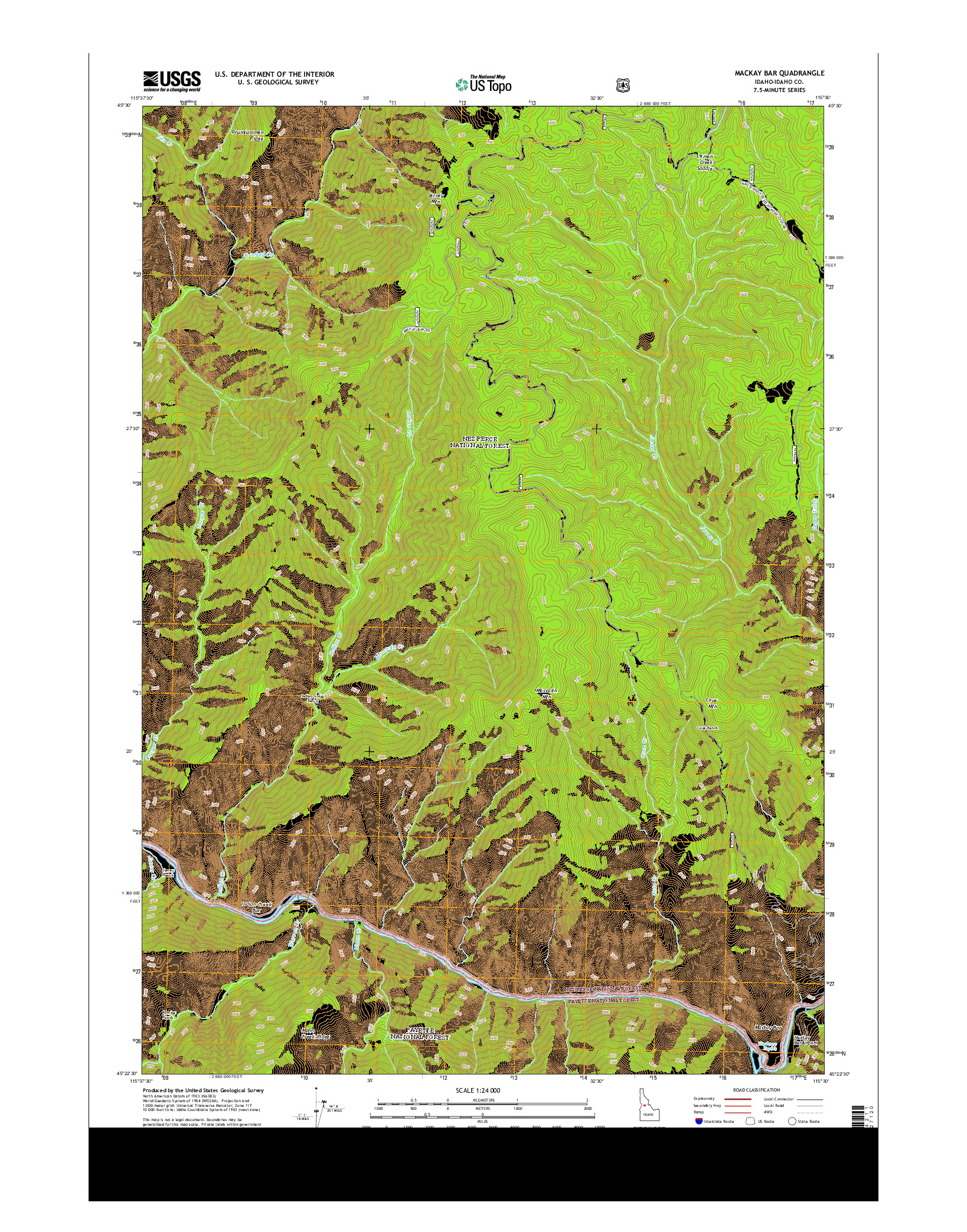 USGS US TOPO 7.5-MINUTE MAP FOR MACKAY BAR, ID 2013