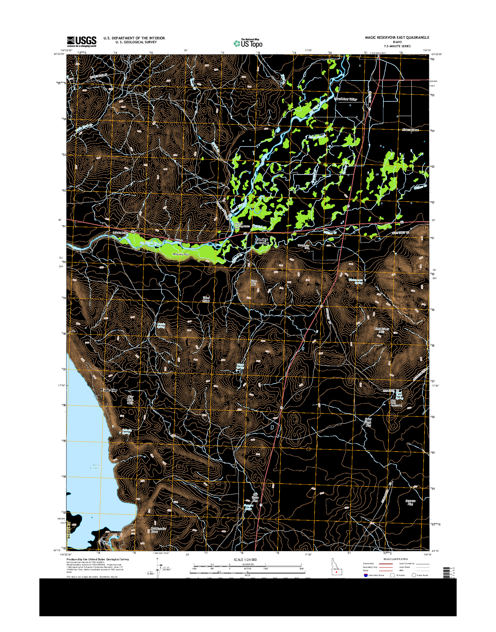 USGS US TOPO 7.5-MINUTE MAP FOR MAGIC RESERVOIR EAST, ID 2013