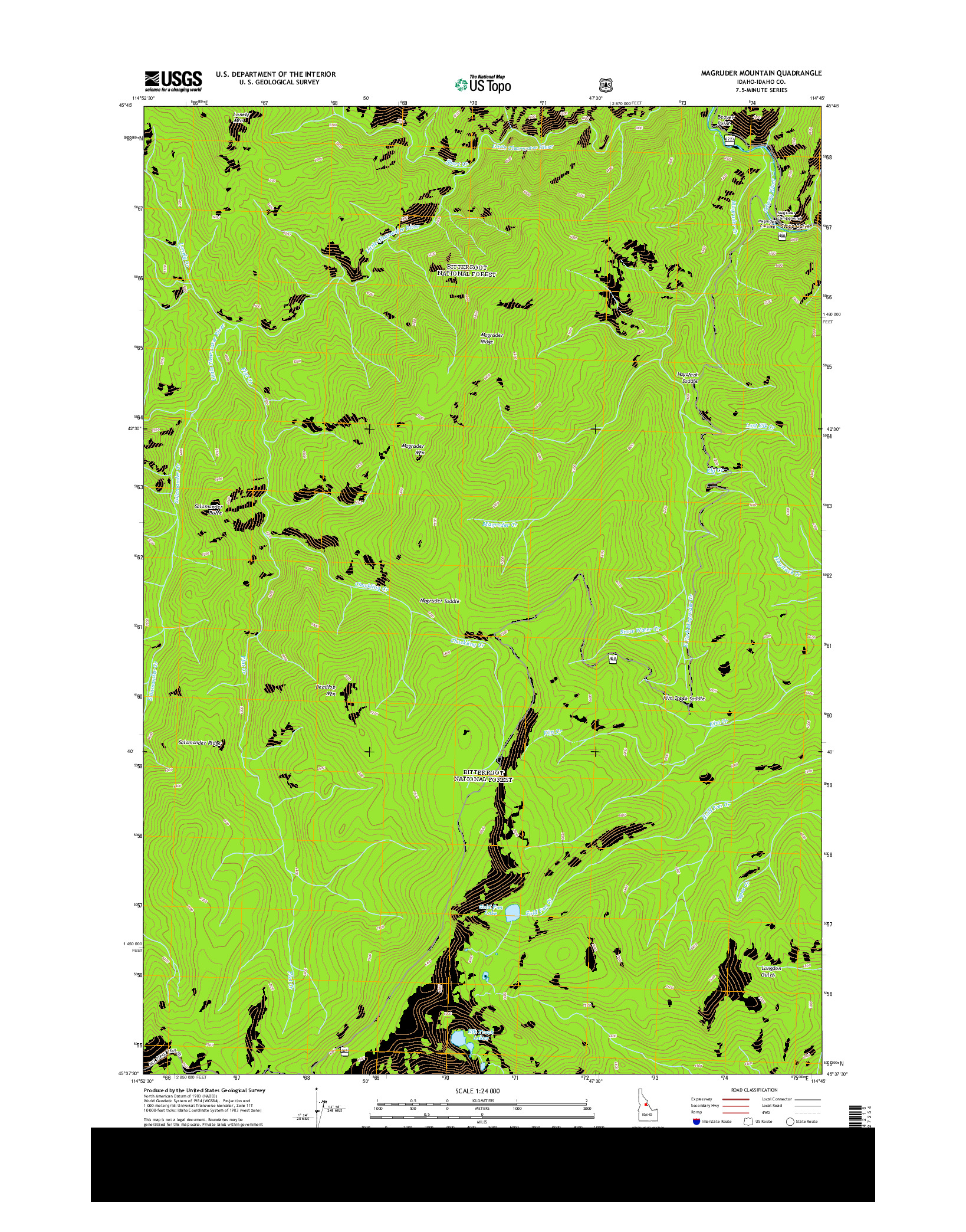 USGS US TOPO 7.5-MINUTE MAP FOR MAGRUDER MOUNTAIN, ID 2013