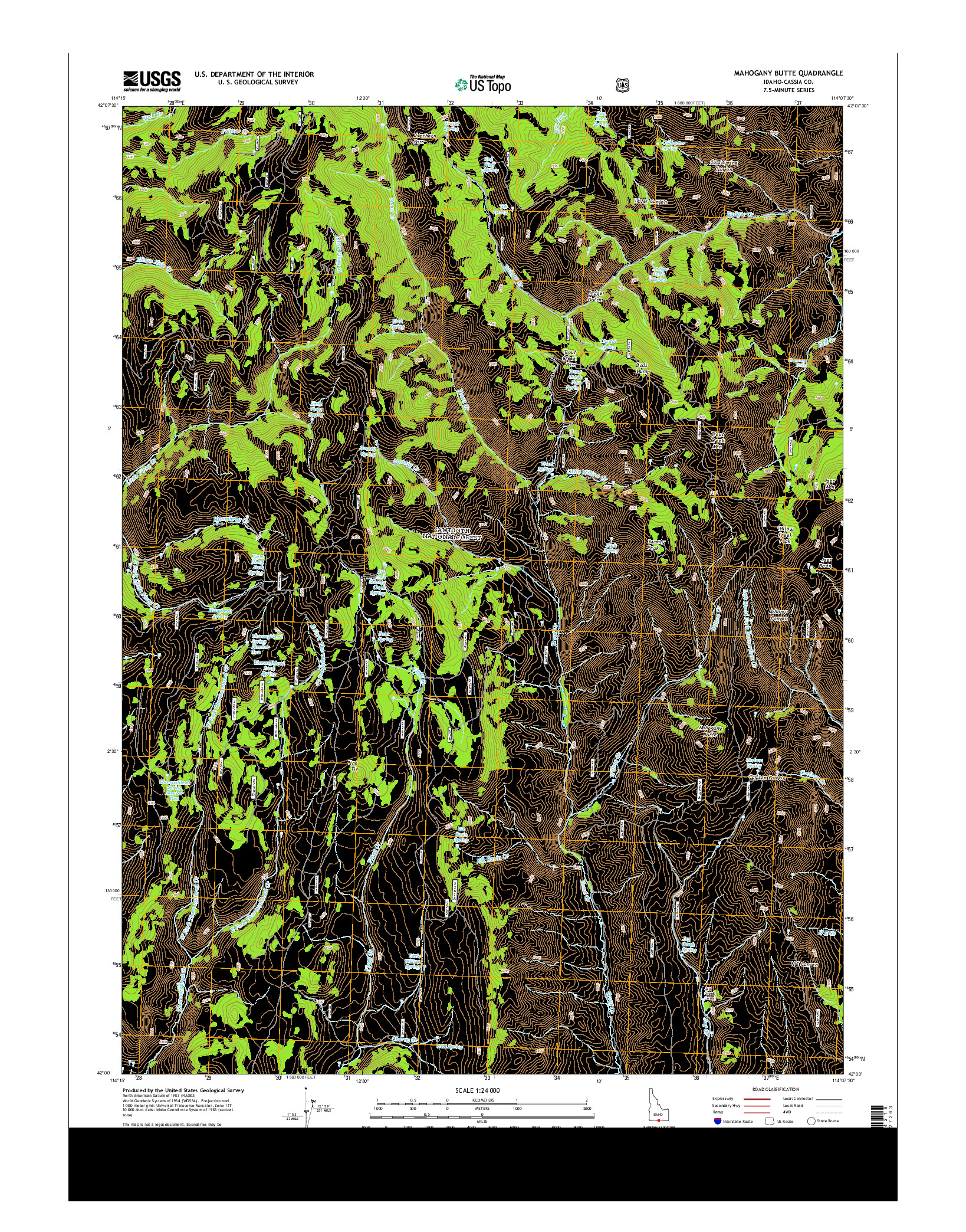 USGS US TOPO 7.5-MINUTE MAP FOR MAHOGANY BUTTE, ID 2013